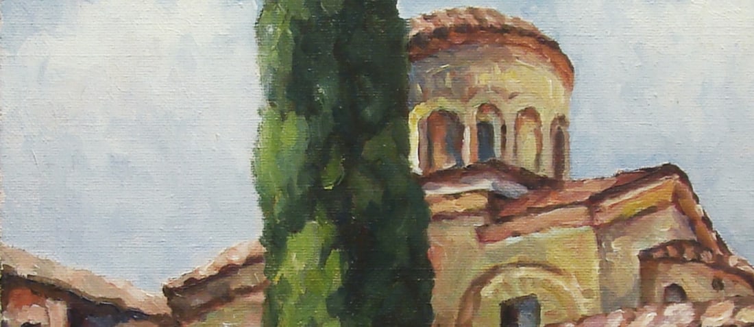 Oil painting Bachkovsky Monastery. Bulgaria Valerii B - 2
