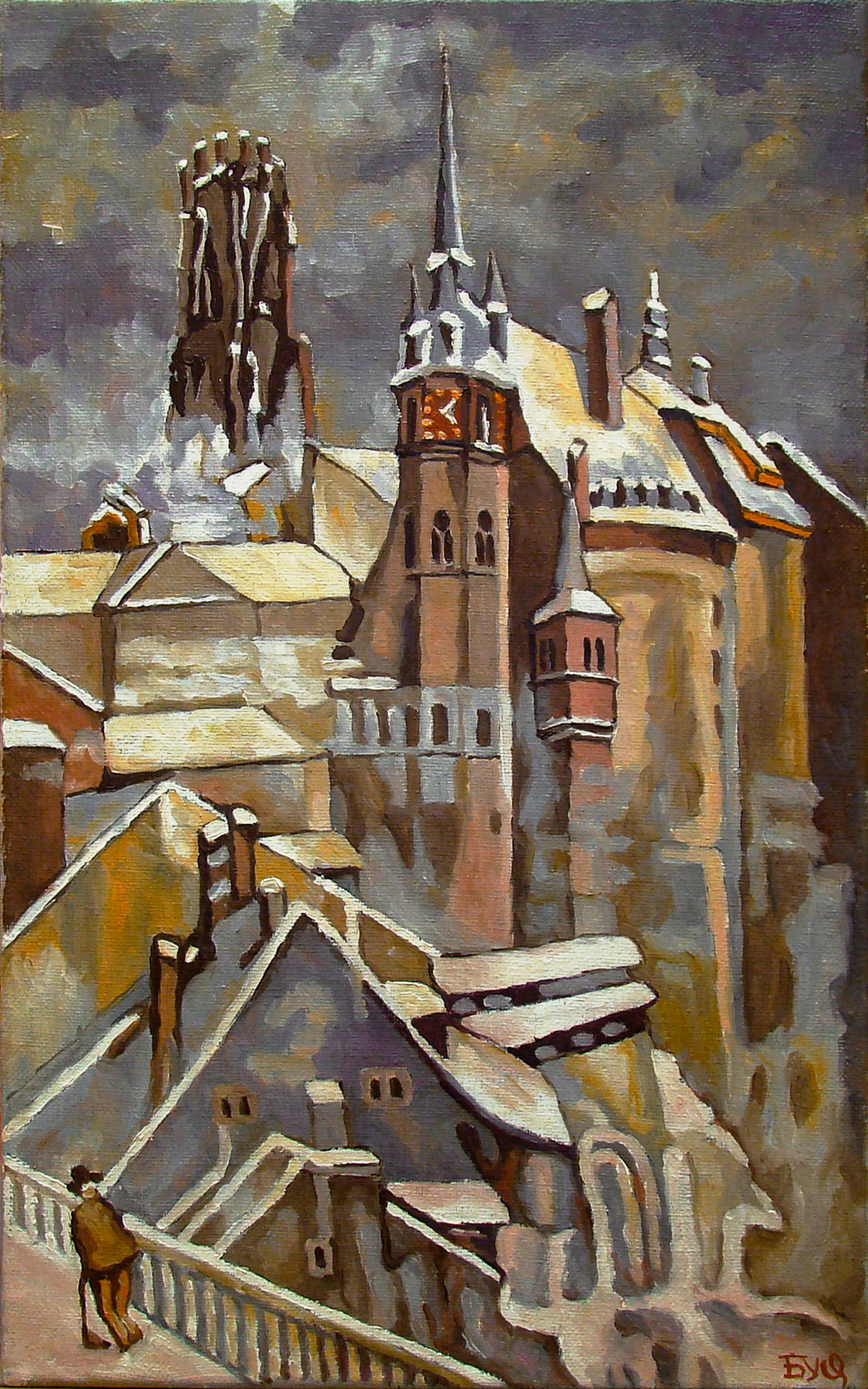 Oil painting Old Fribourg, Switzerland Valerii B: 28Butk Painter: Valerii B S?ze: 23x40 cm/9,05x15,75 inches Components: oil, canvas Original painting from our collection ERA: Short information: Valery Hryhorovych Budko (1946). Born and raised in the