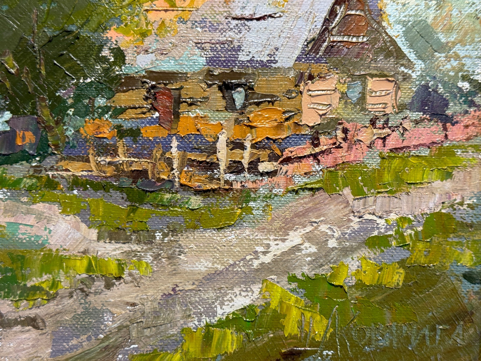 Oil painting with frame An old house K. Leonid - 3