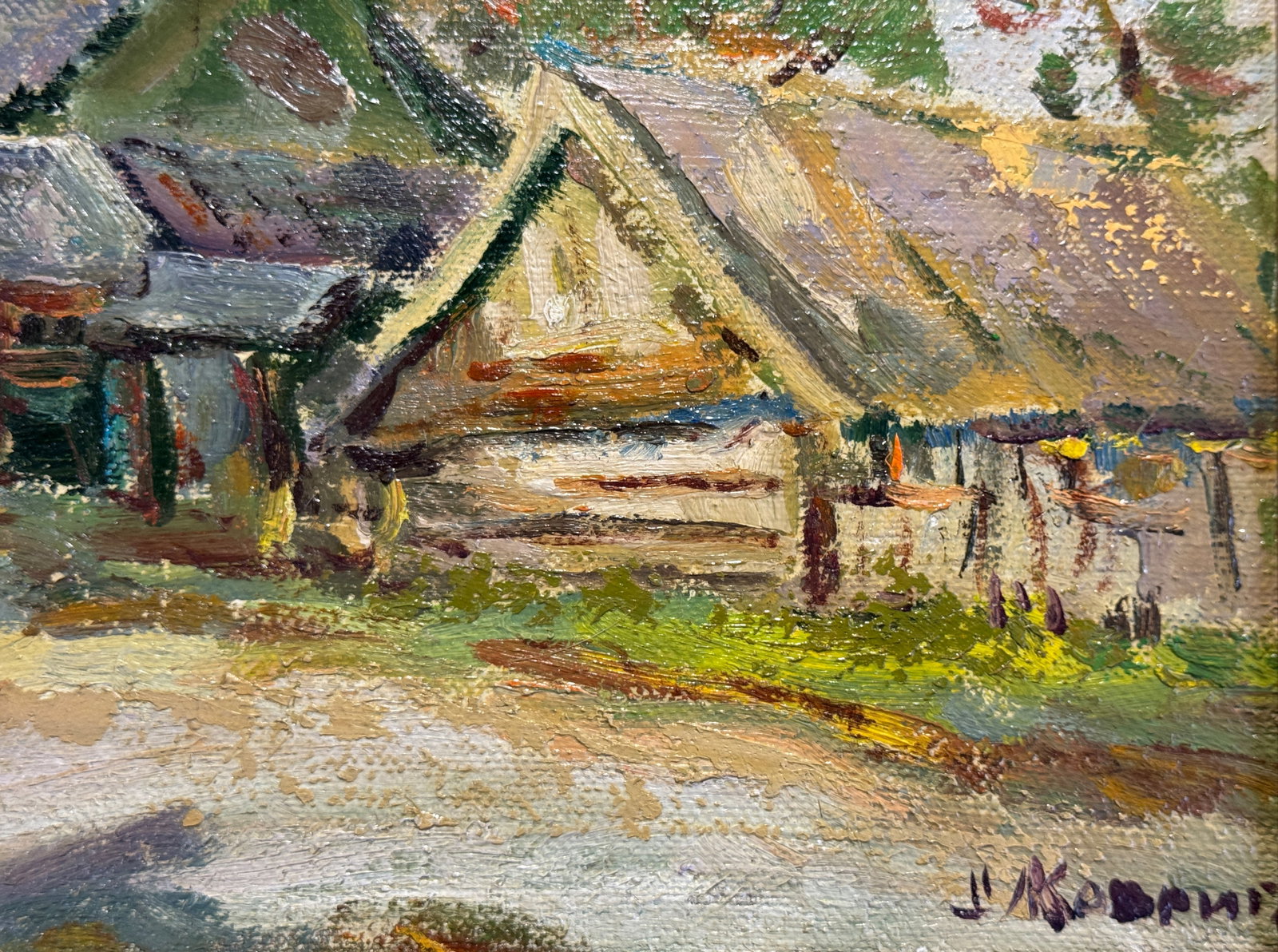 Oil painting with frame An old house K. Leonid - 5