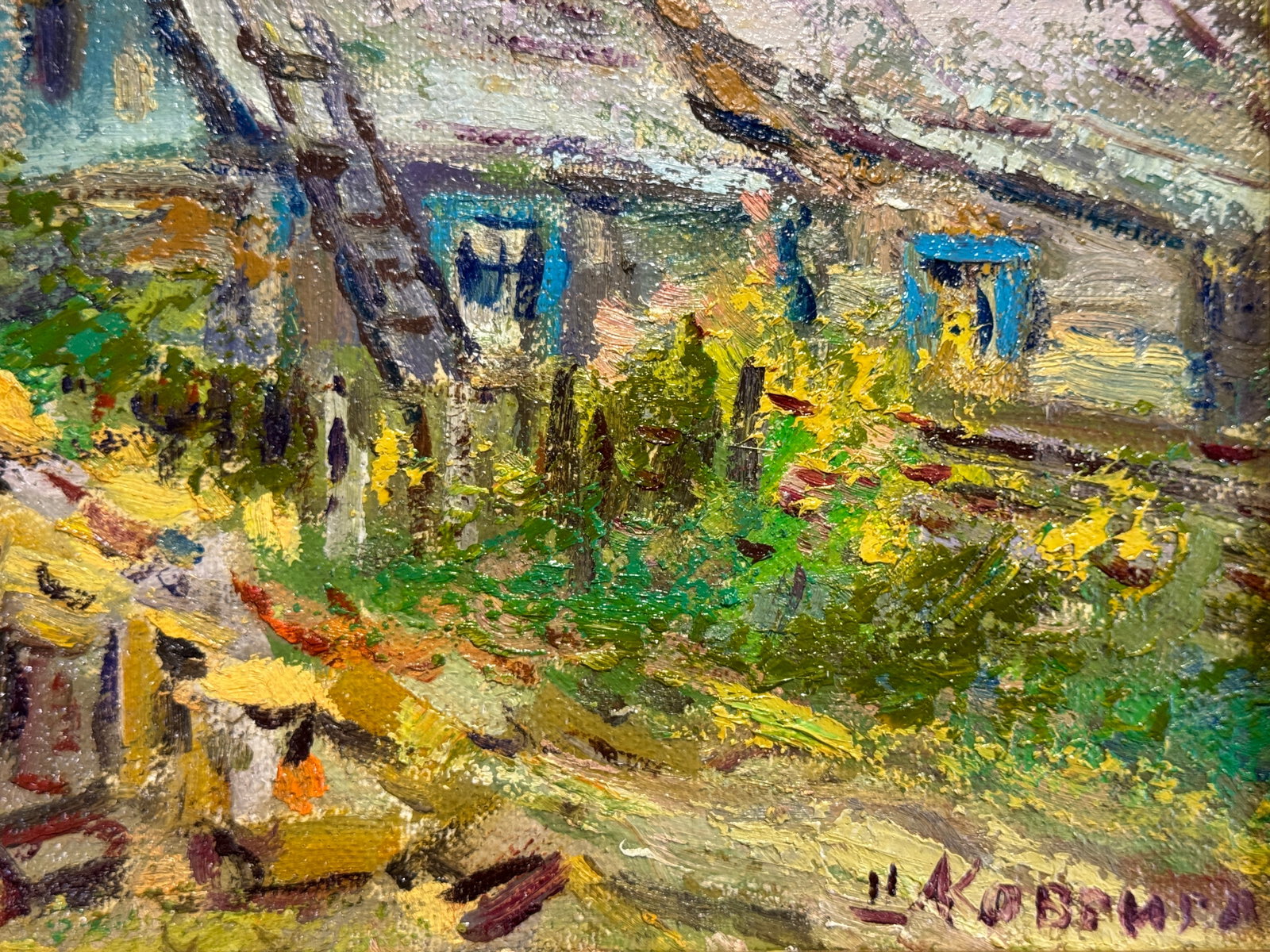 Oil painting with frame An old house K. Leonid - 2