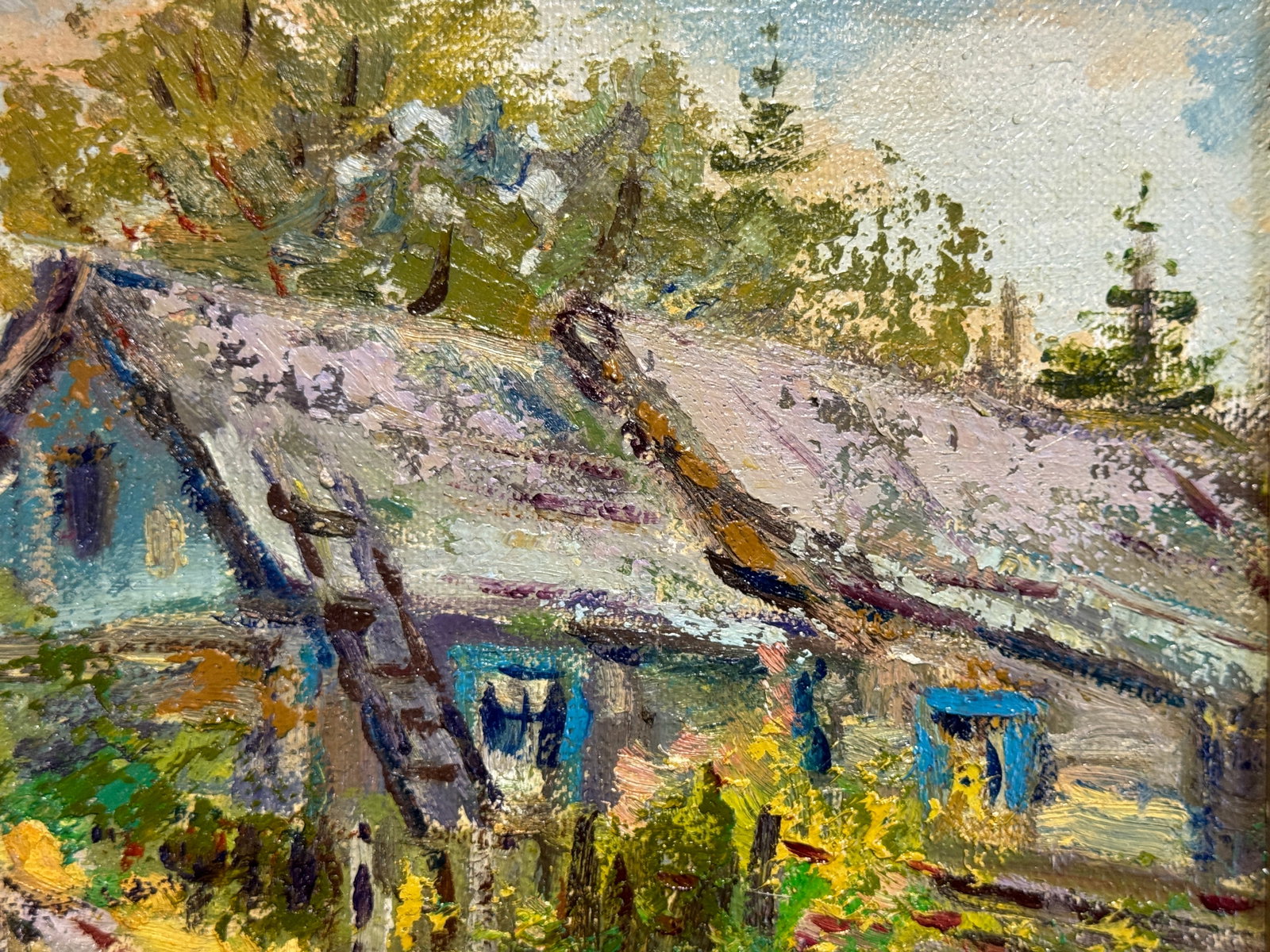 Oil painting with frame An old house K. Leonid - 3