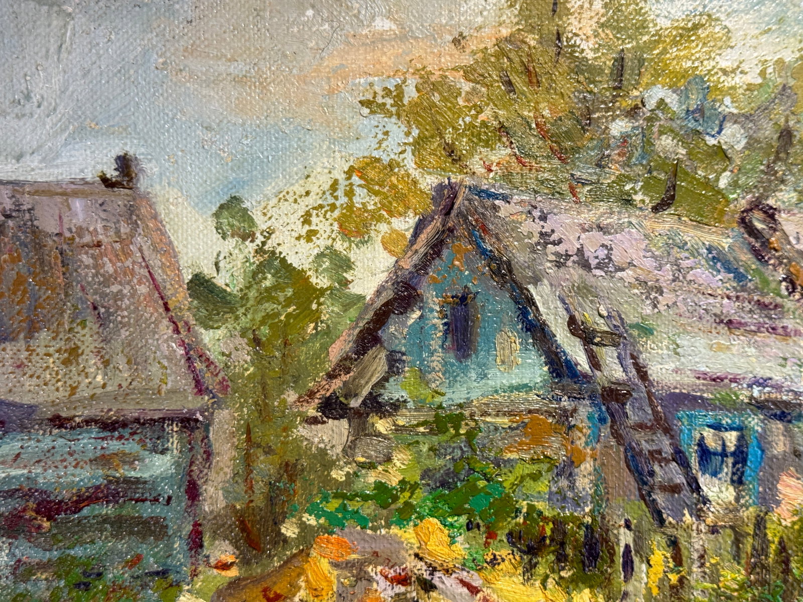 Oil painting with frame An old house K. Leonid - 4