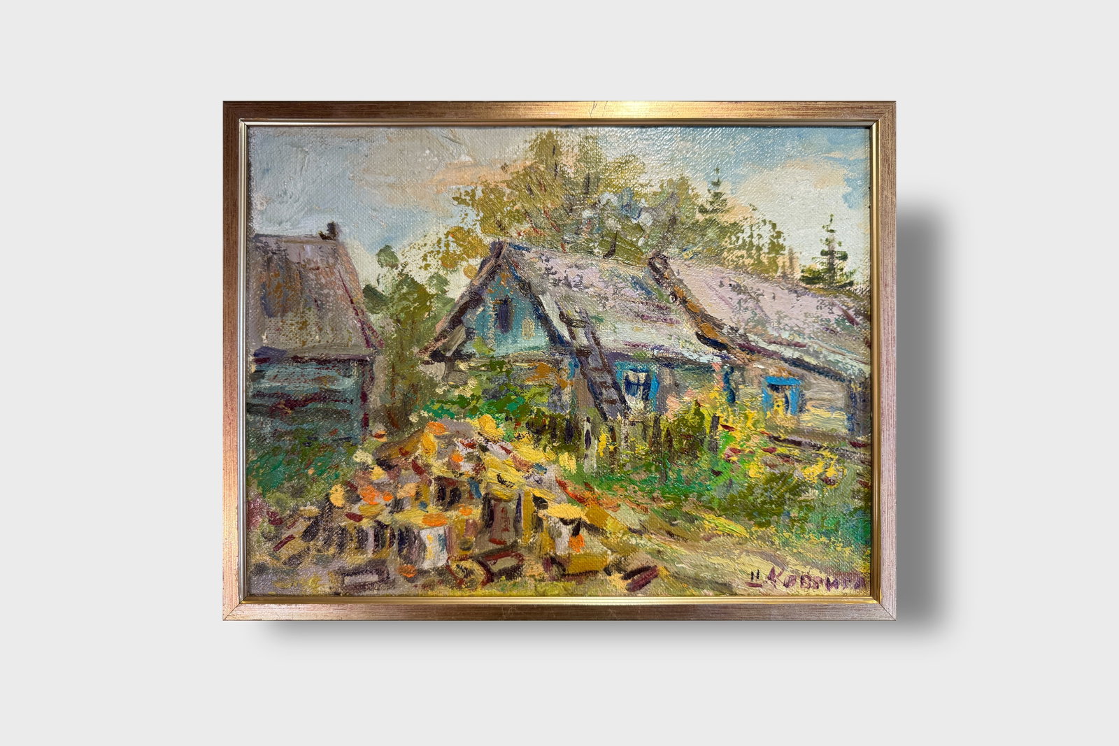 Oil painting with frame An old house K. Leonid - 7