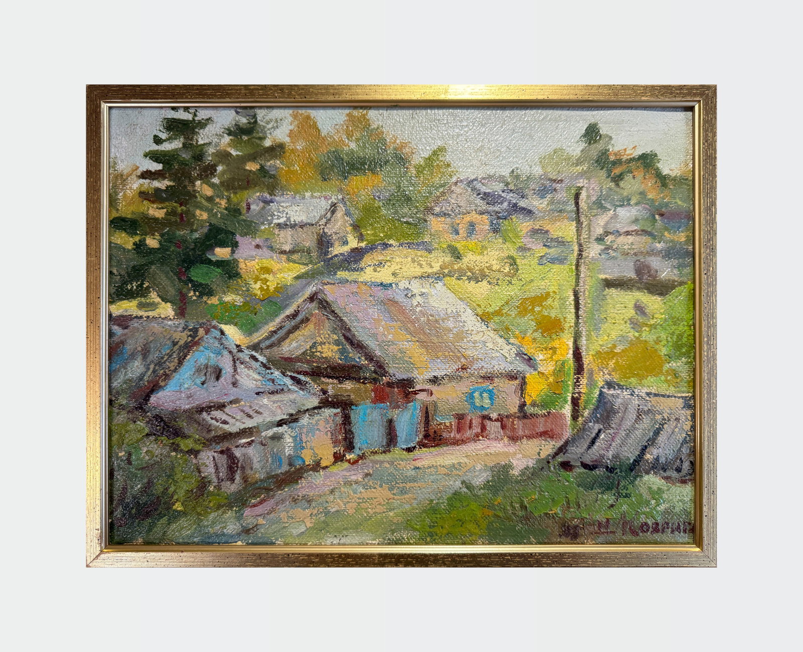 Oil painting with frame Village K. Leonid - 2