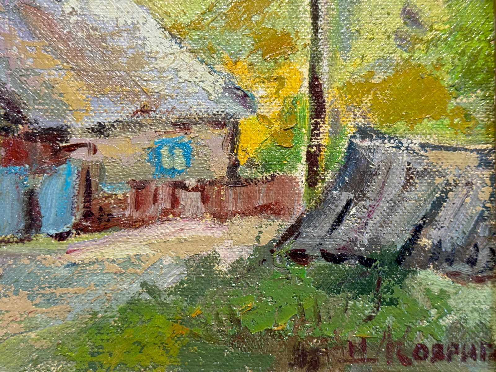Oil painting with frame Village K. Leonid - 4