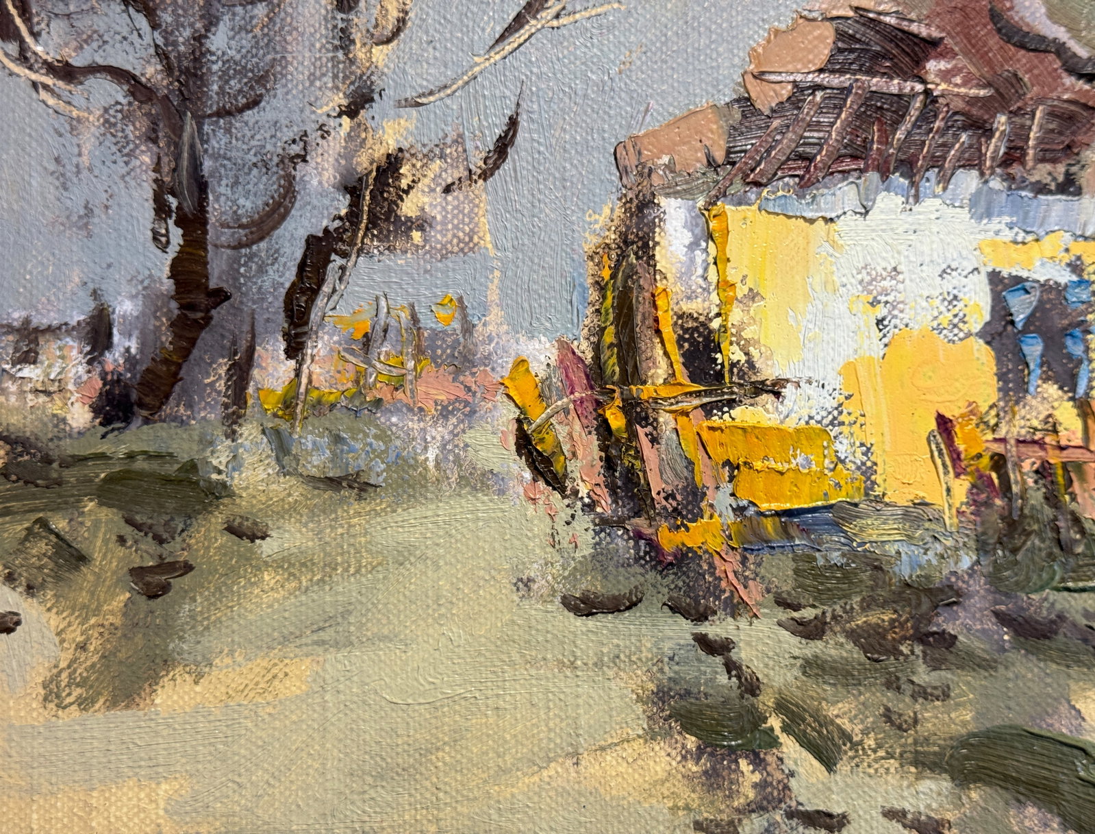 Oil painting with frame An old house K. Leonid - 5