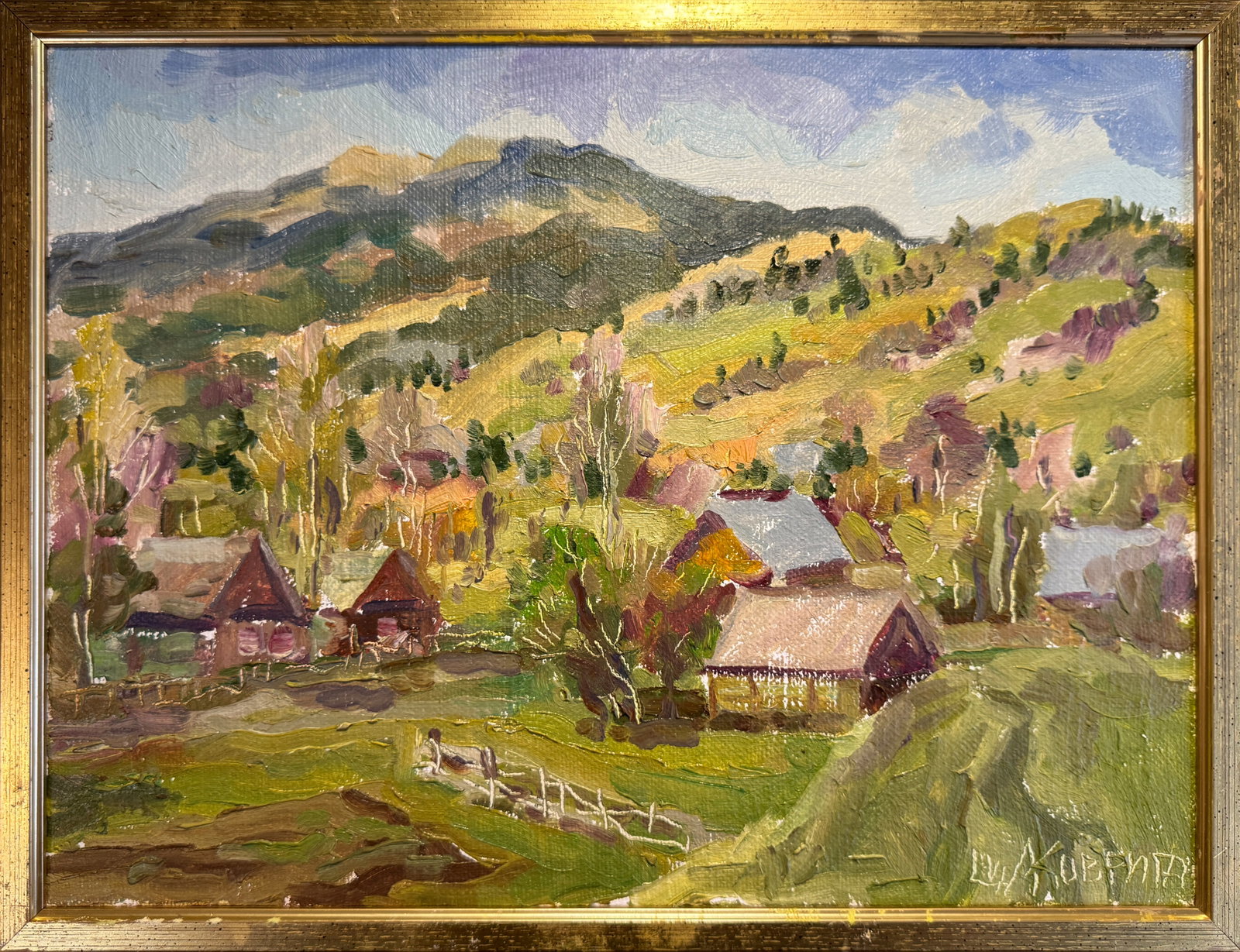 Oil painting with frame Carpathian mountain resort K. Leonid (1 of 8)