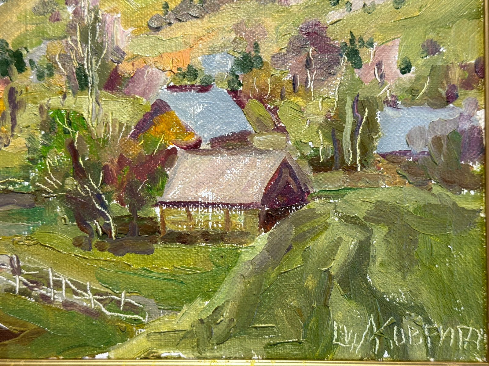 Oil painting with frame Carpathian mountain resort K. Leonid - 2