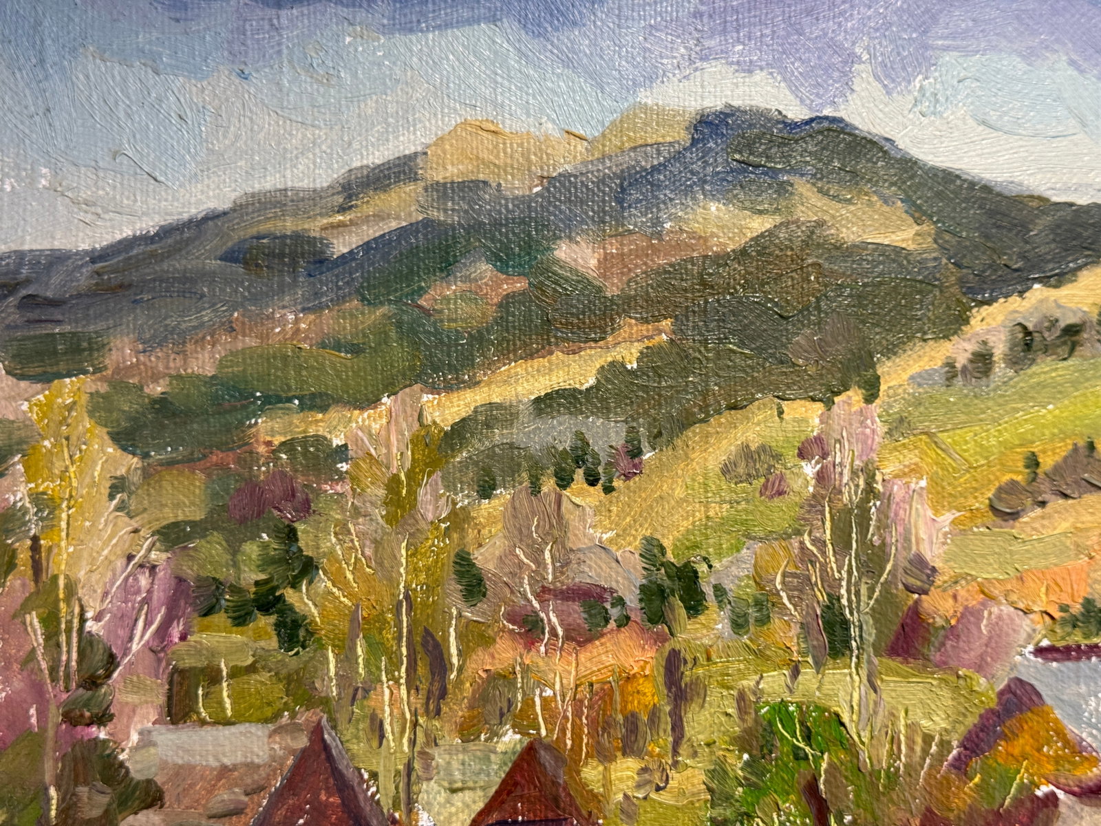 Oil painting with frame Carpathian mountain resort K. Leonid - 4