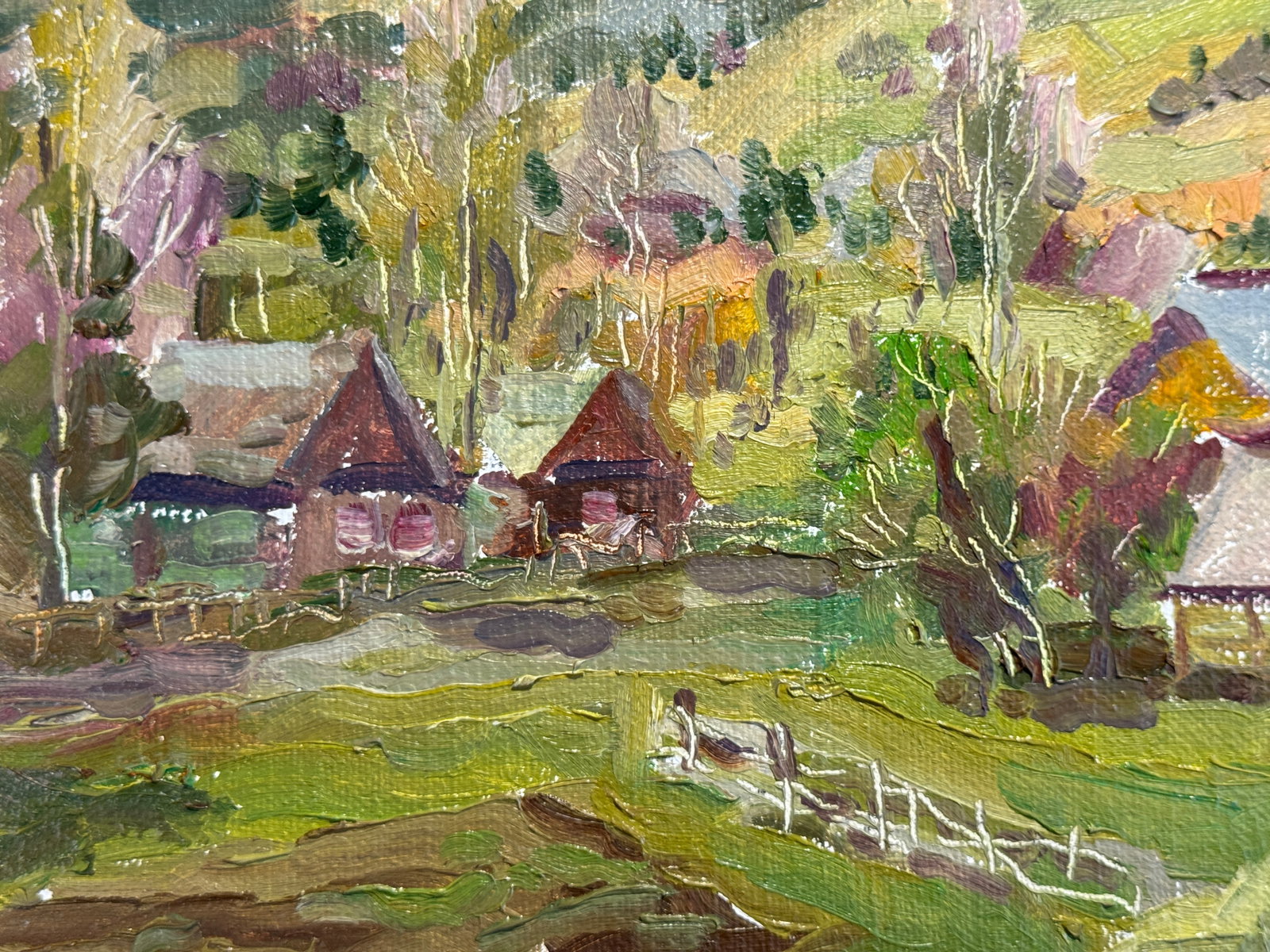 Oil painting with frame Carpathian mountain resort K. Leonid - 5