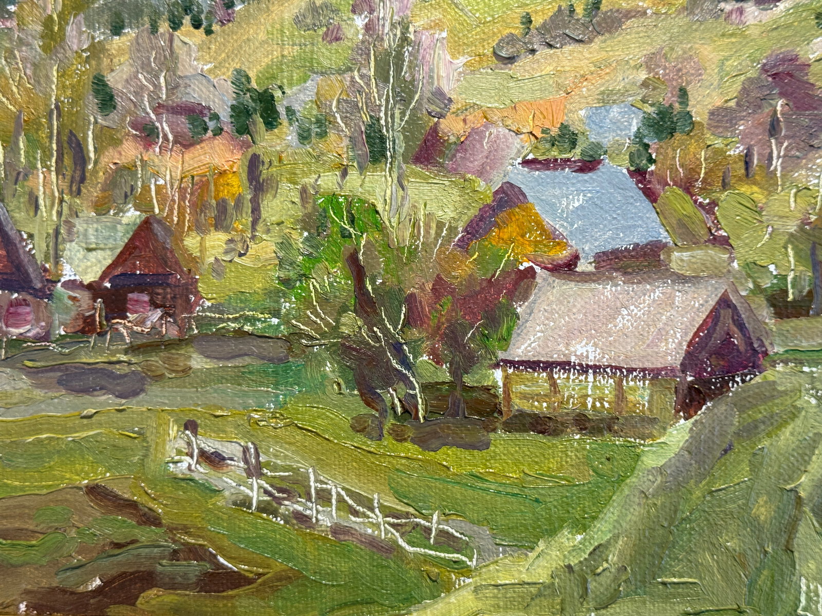 Oil painting with frame Carpathian mountain resort K. Leonid - 6