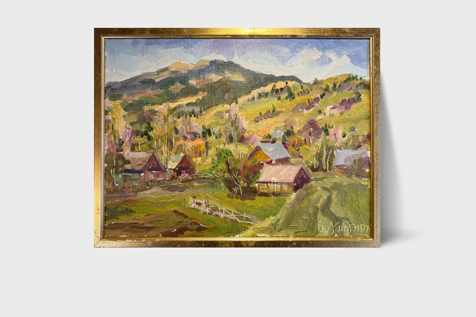 Oil painting with frame Carpathian mountain resort K. Leonid - 8