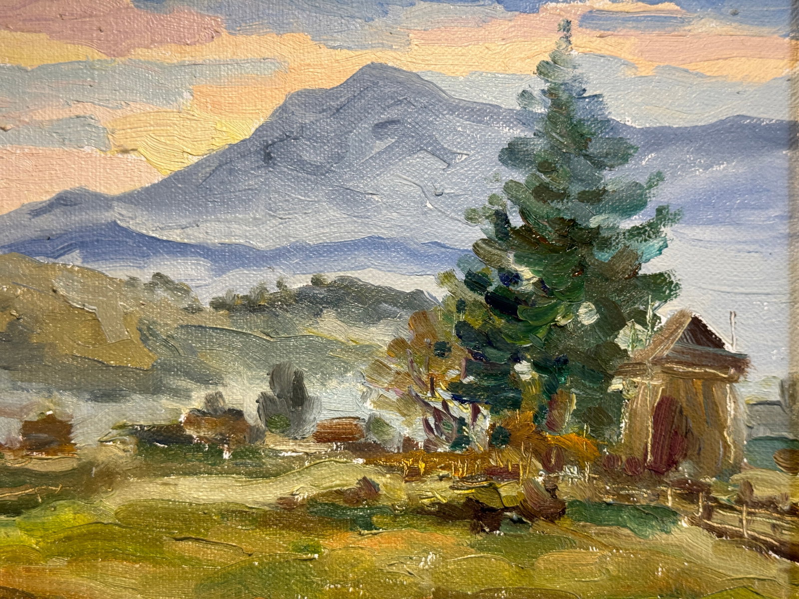 Oil painting with frame Carpathian mountain resort K. Leonid - 2
