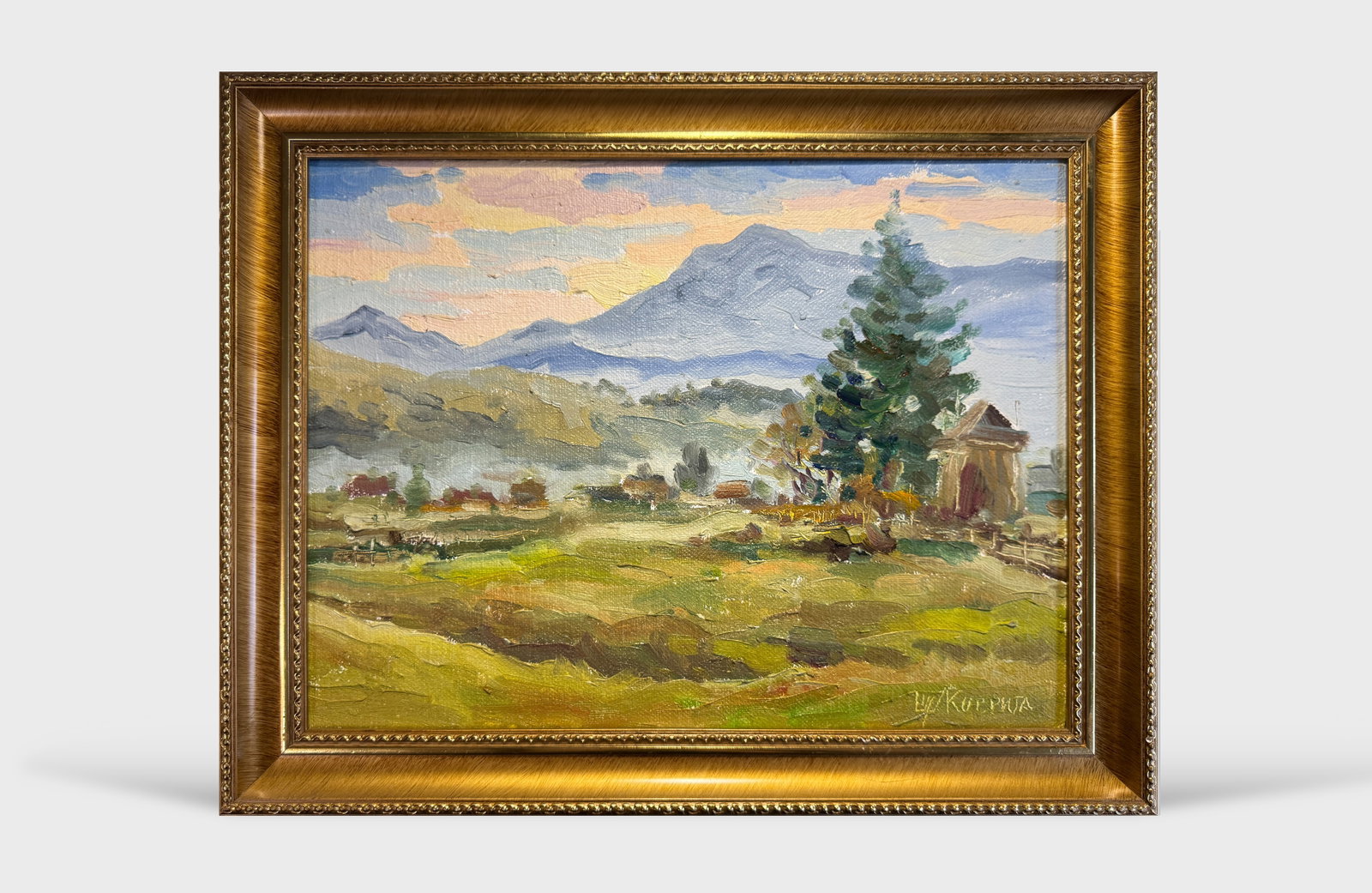 Oil painting with frame Carpathian mountain resort K. Leonid - 7