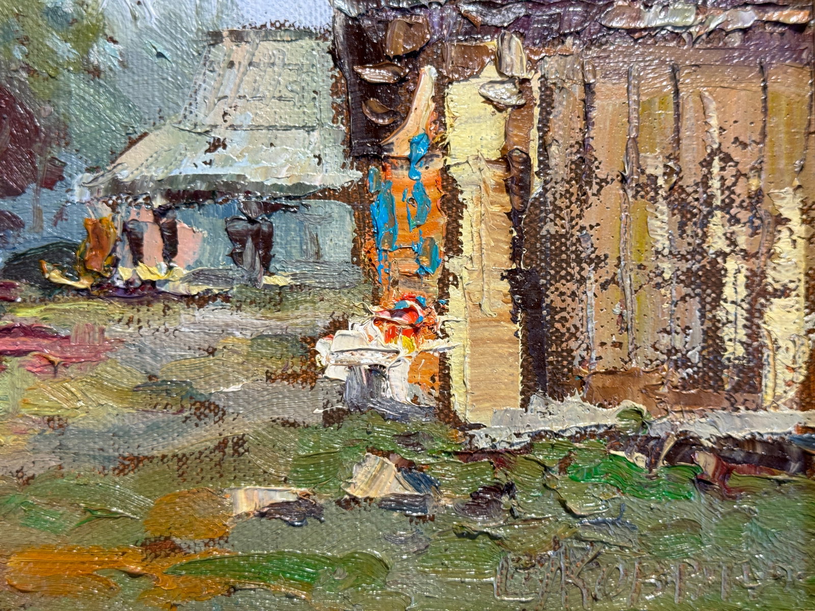 Oil painting with frame morning porch K. Leonid - 5