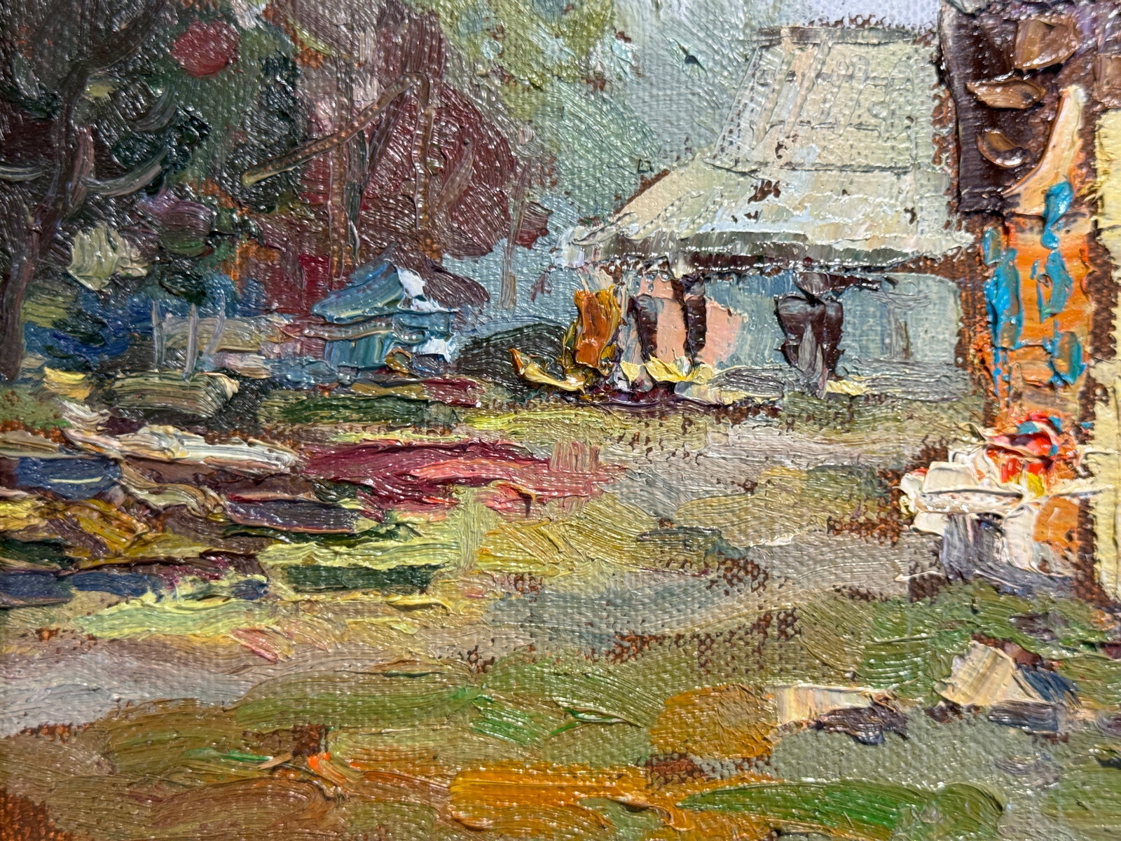 Oil painting with frame morning porch K. Leonid - 6
