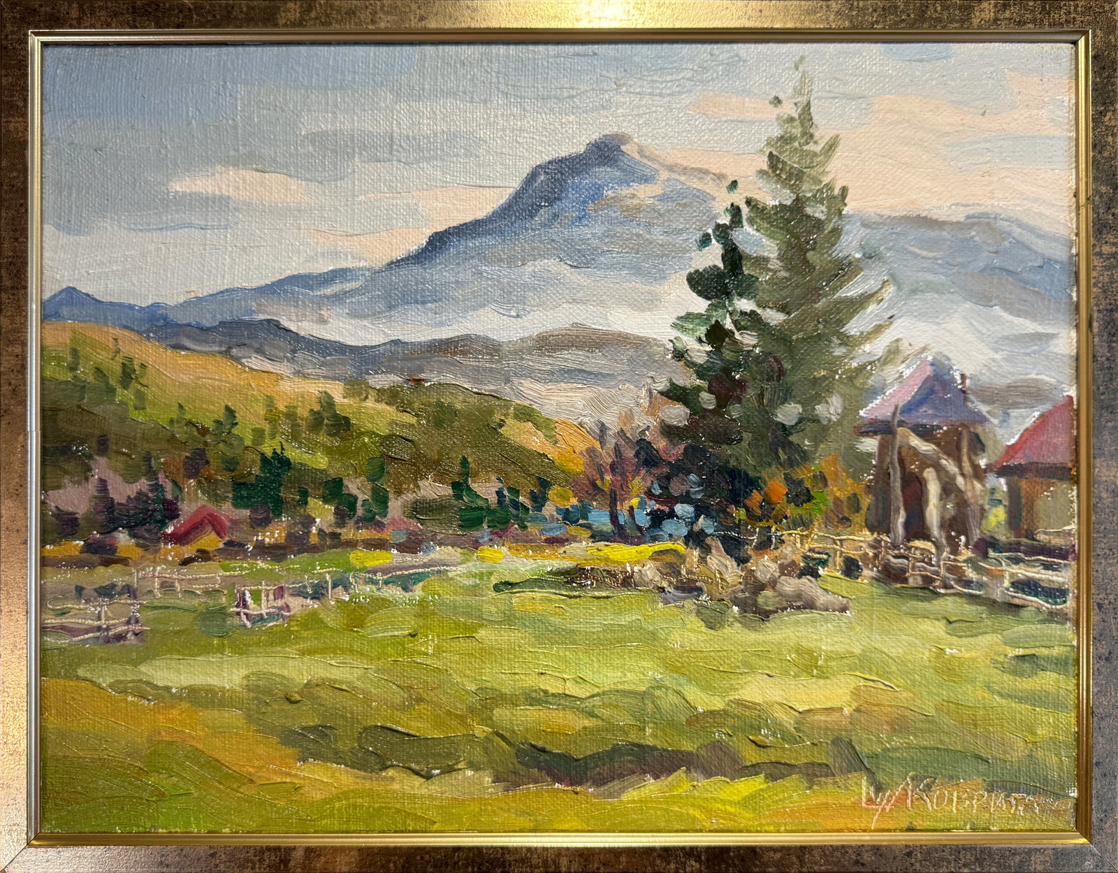 Oil painting with frame Carpathian mountain resort K. Leonid (1 of 8)