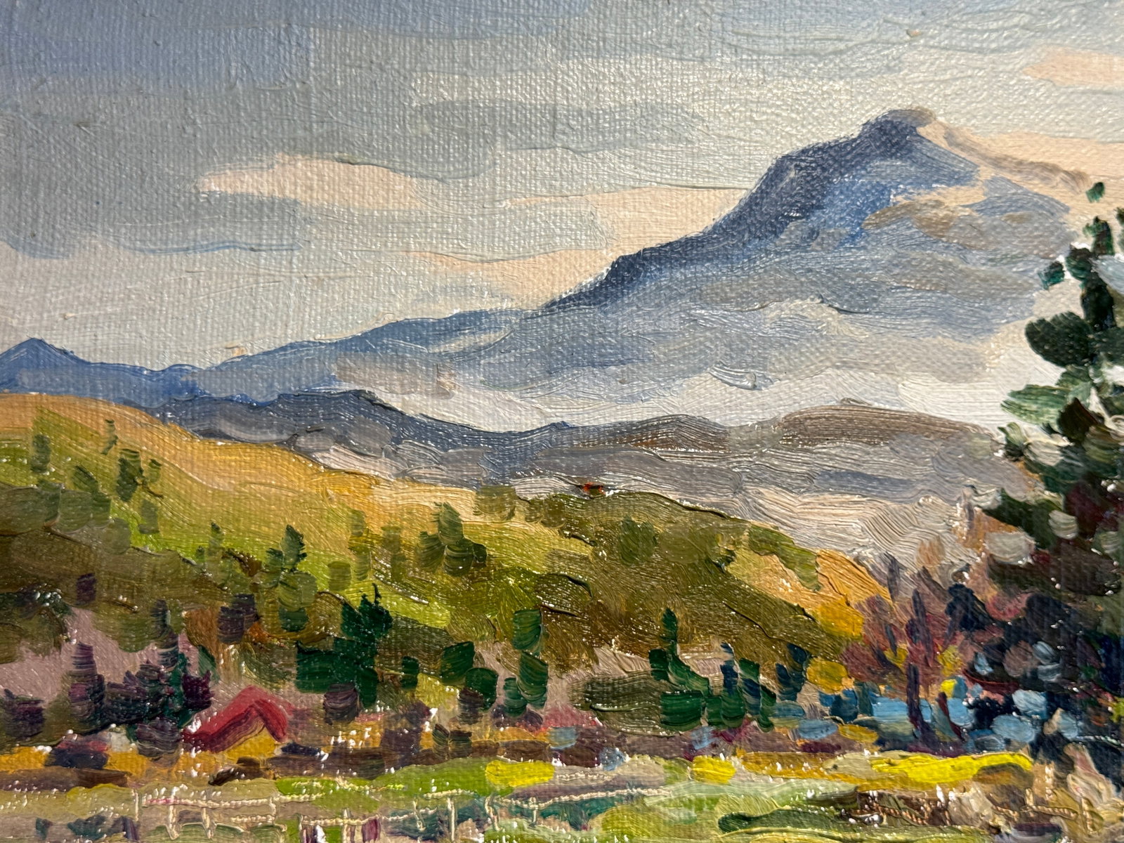 Oil painting with frame Carpathian mountain resort K. Leonid - 2