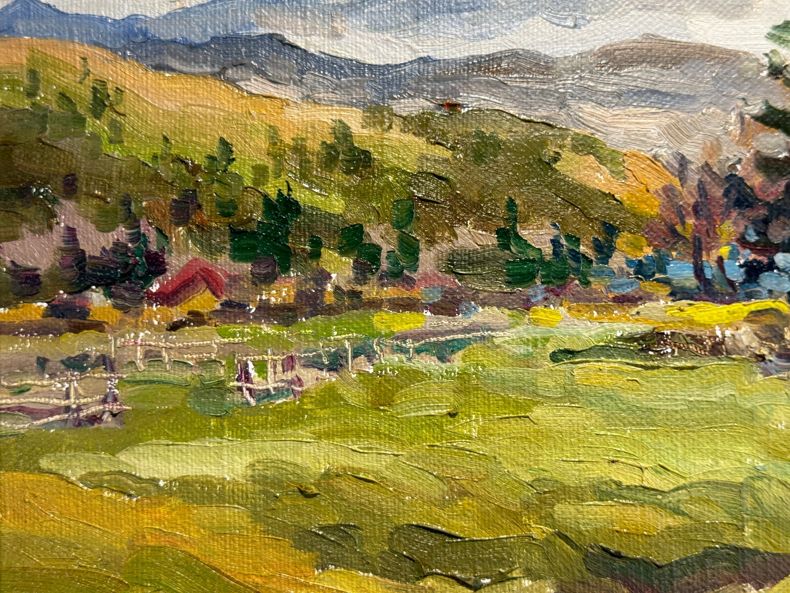 Oil painting with frame Carpathian mountain resort K. Leonid - 3