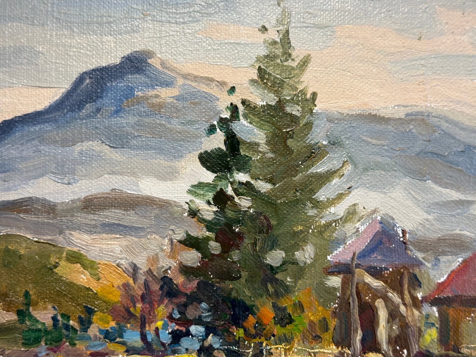 Oil painting with frame Carpathian mountain resort K. Leonid - 5