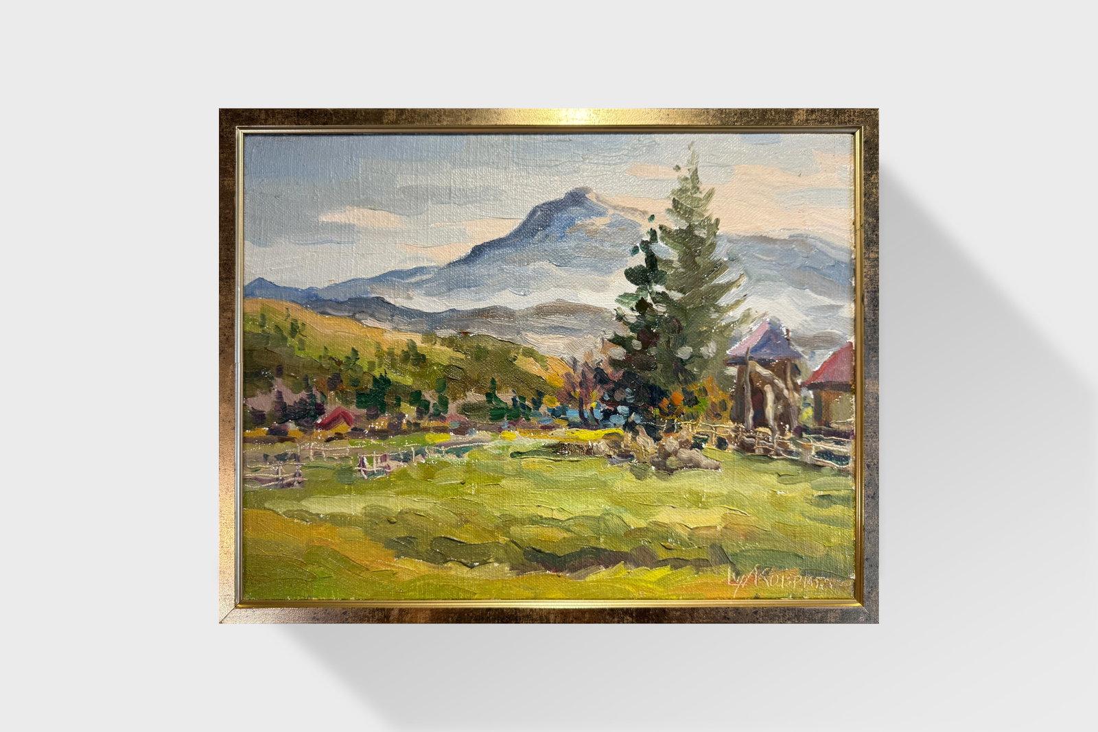 Oil painting with frame Carpathian mountain resort K. Leonid - 8