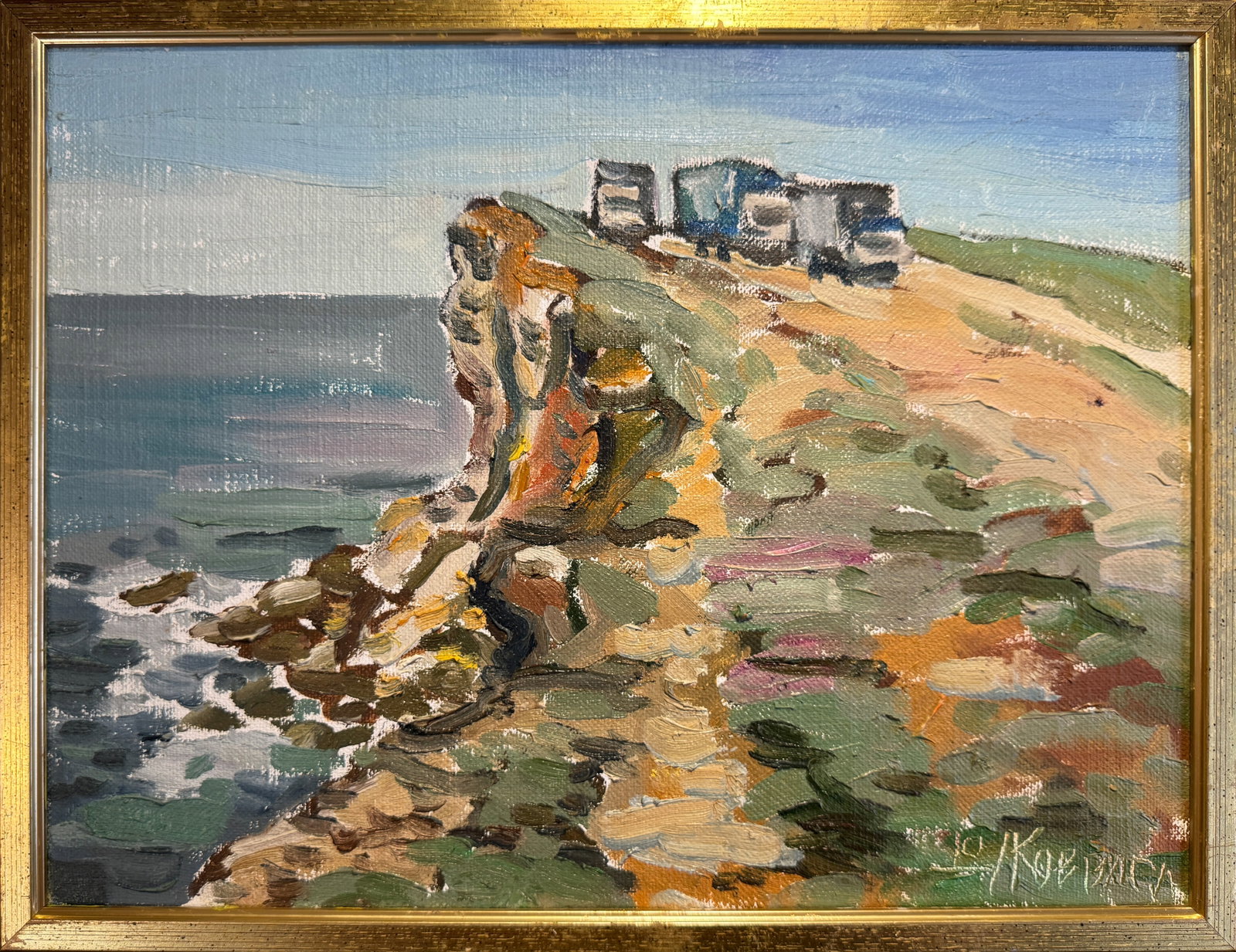 Oil painting with frame Sevastopol, 35th battery K. Leonid: 97KK Painter: K. Leonid S?ze: 30x40 cm/ 11.81x15.74 inches Components: oil, canvas Original painting CONDITION: exellent ERA:2010 ARTIST: Born in the village of Ostrov, what a beautiful name, located 