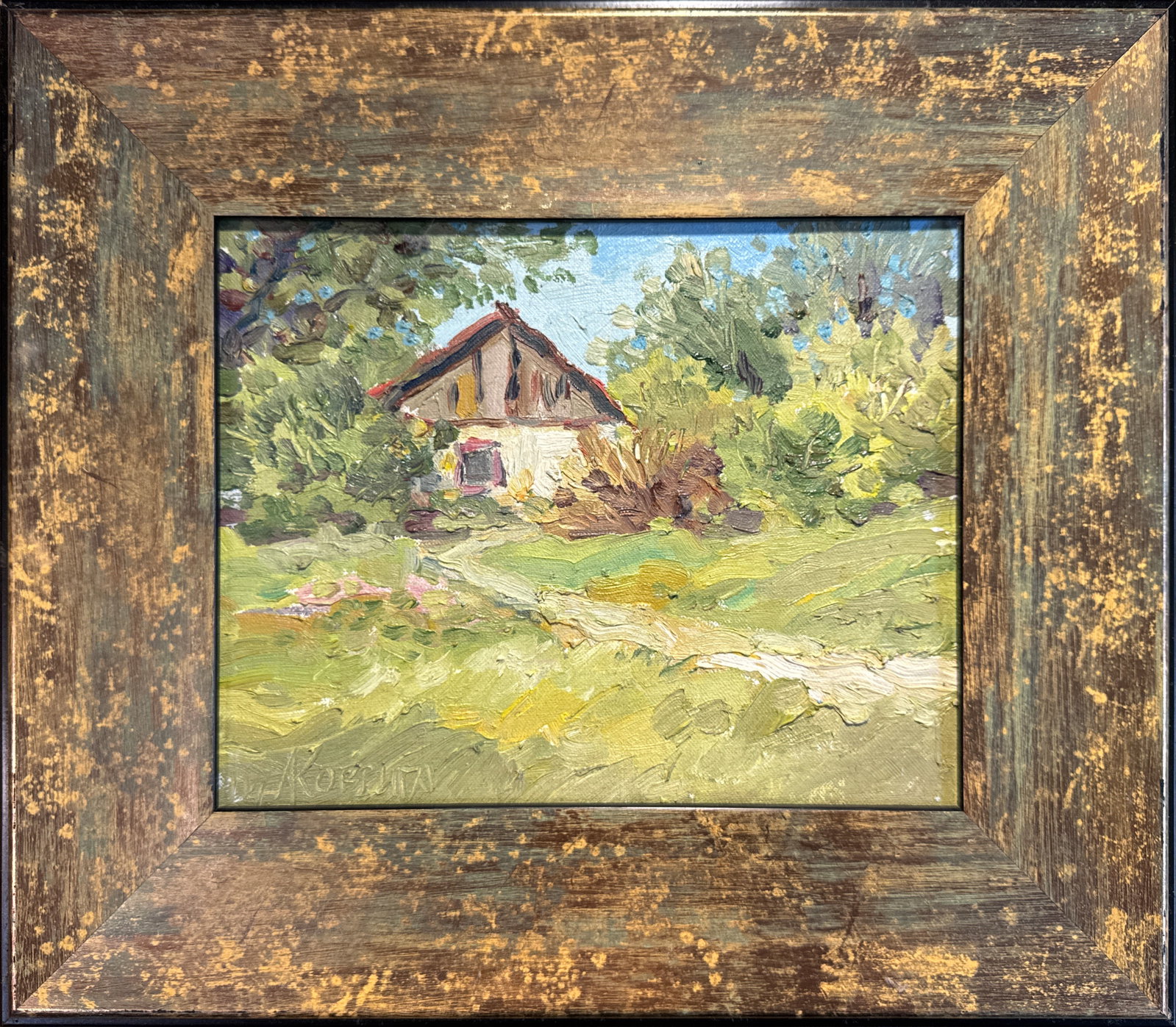 Oil painting with frame old house K. Leonid (1 of 8)