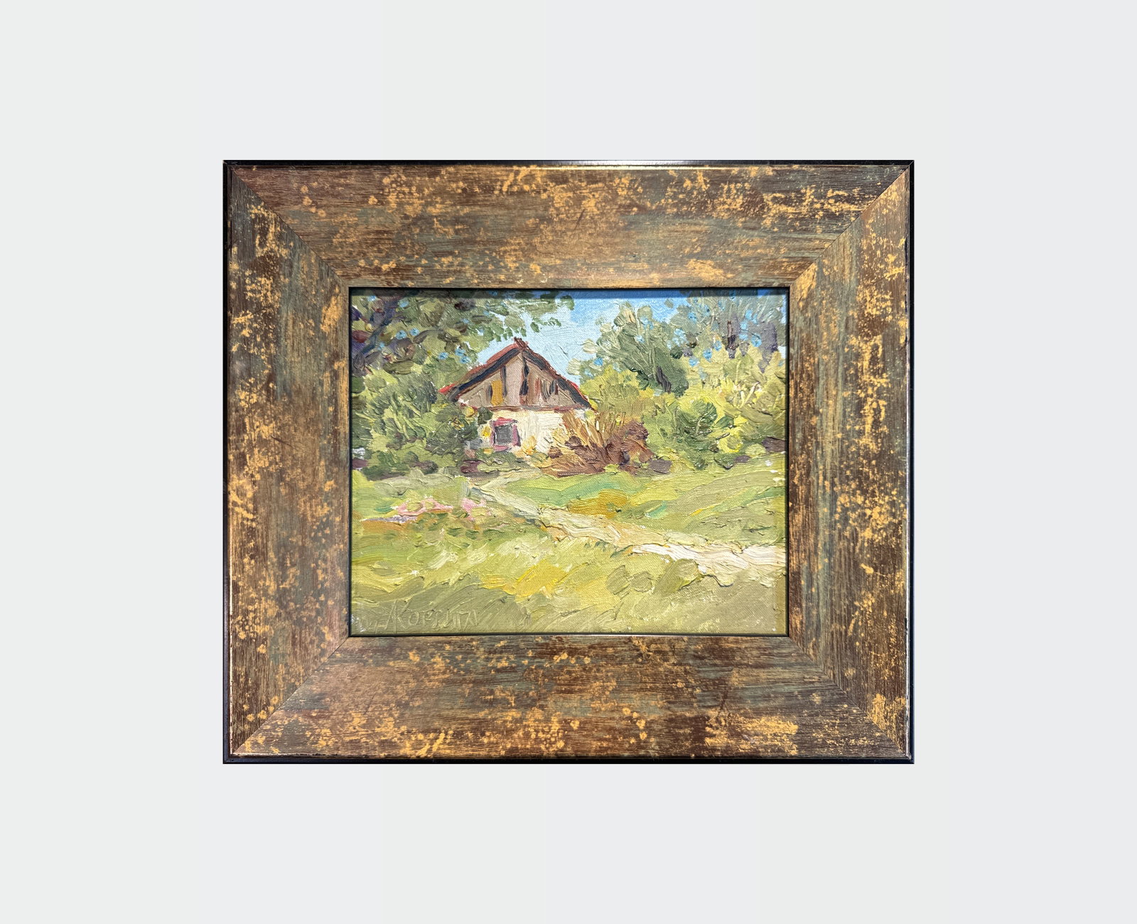 Oil painting with frame old house K. Leonid - 2