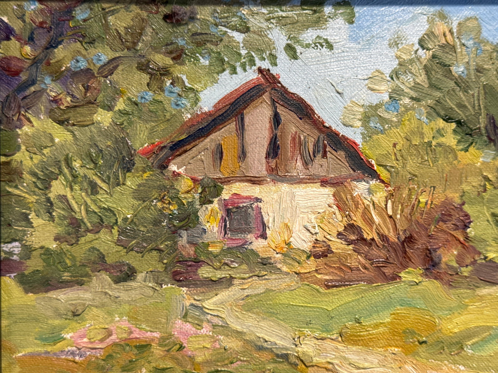 Oil painting with frame old house K. Leonid - 3