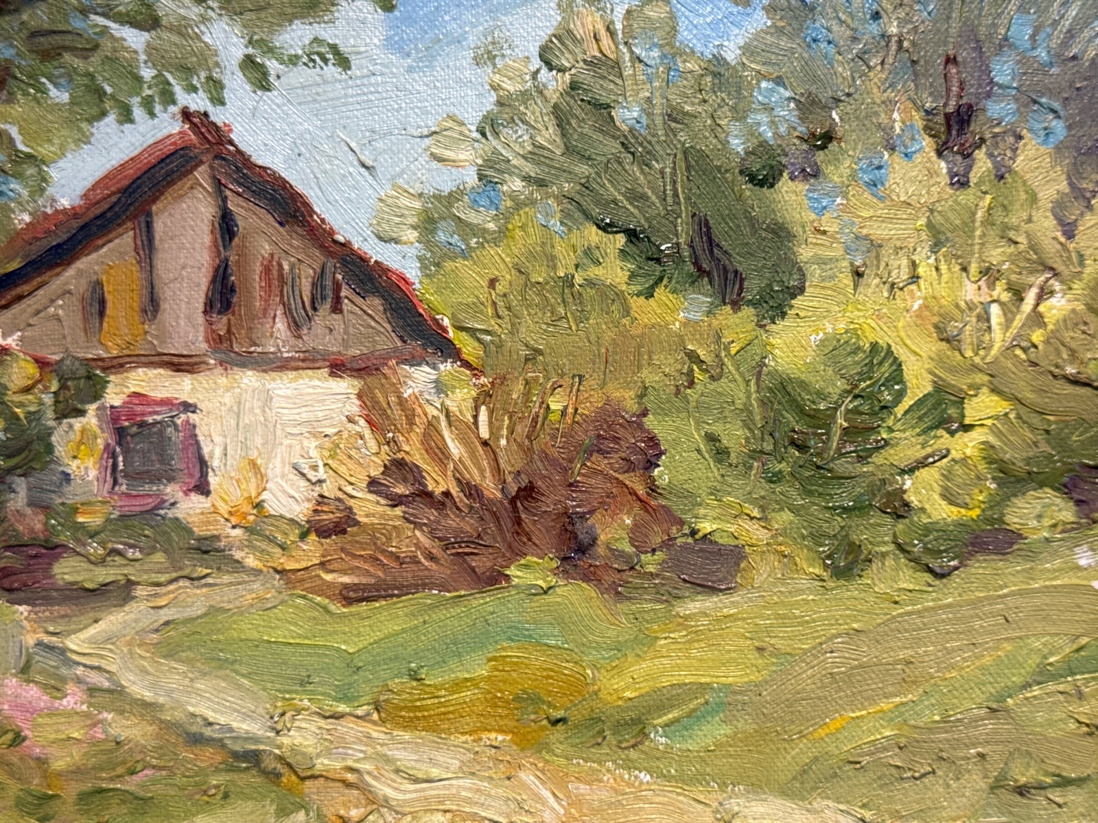 Oil painting with frame old house K. Leonid - 4