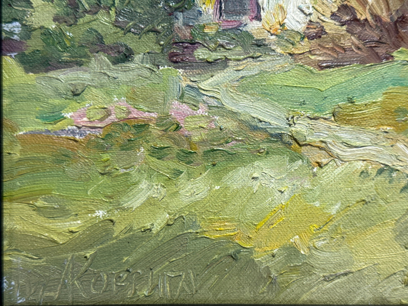 Oil painting with frame old house K. Leonid - 6