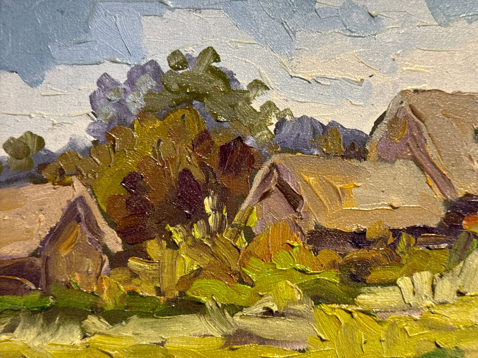 Oil painting with frame old hut K. Leonid - 3