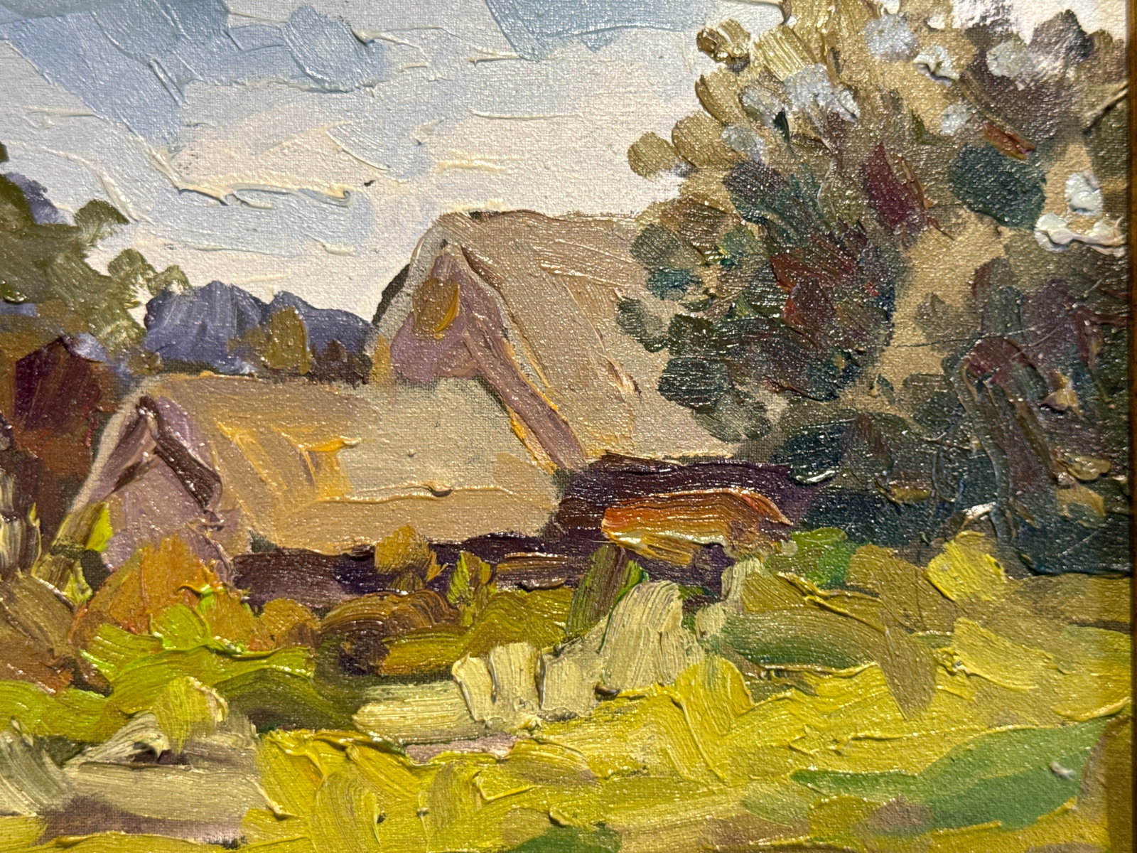 Oil painting with frame old hut K. Leonid - 4
