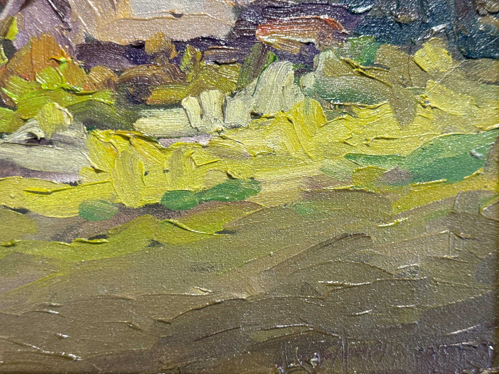 Oil painting with frame old hut K. Leonid - 5