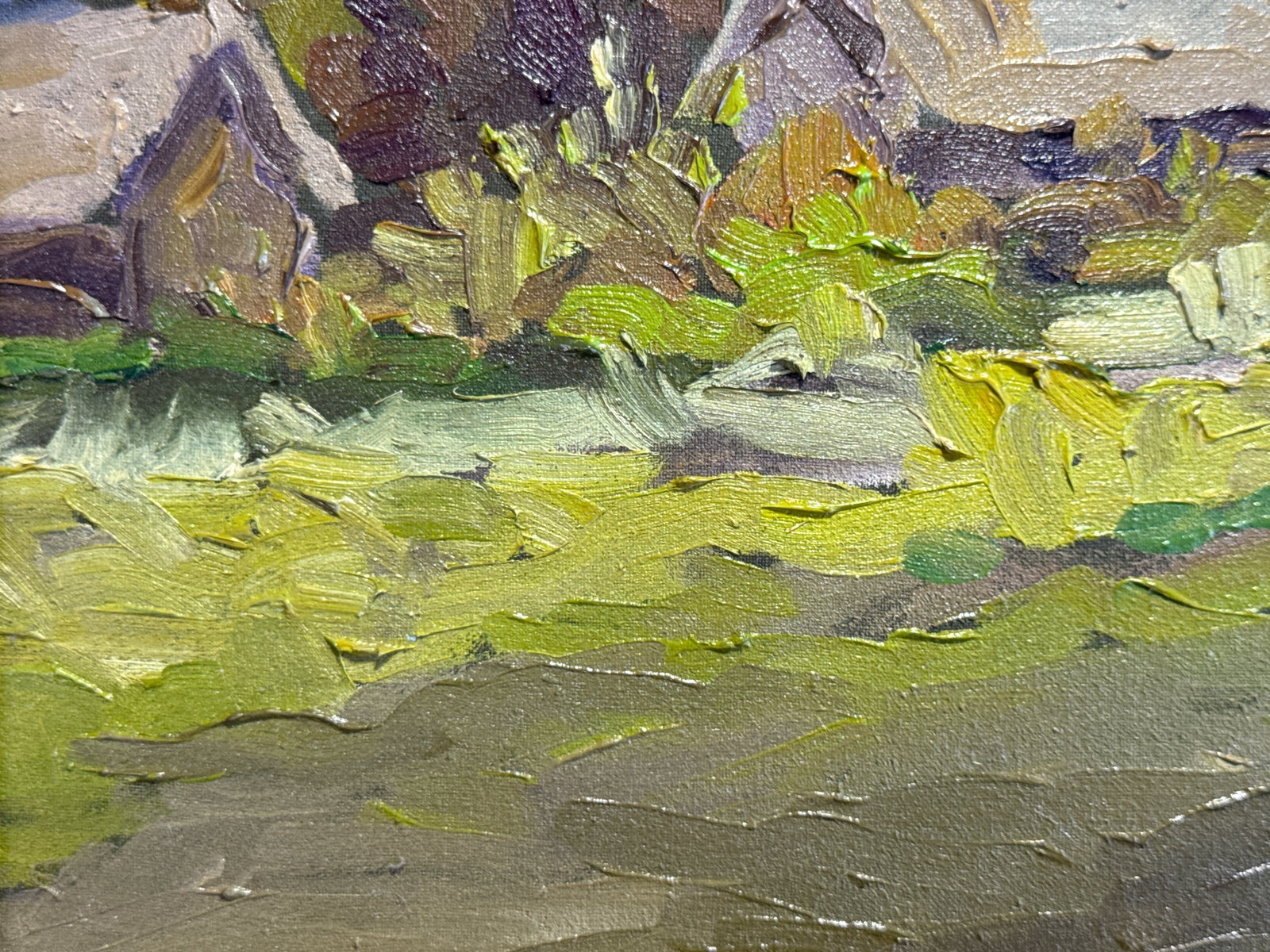 Oil painting with frame old hut K. Leonid - 6