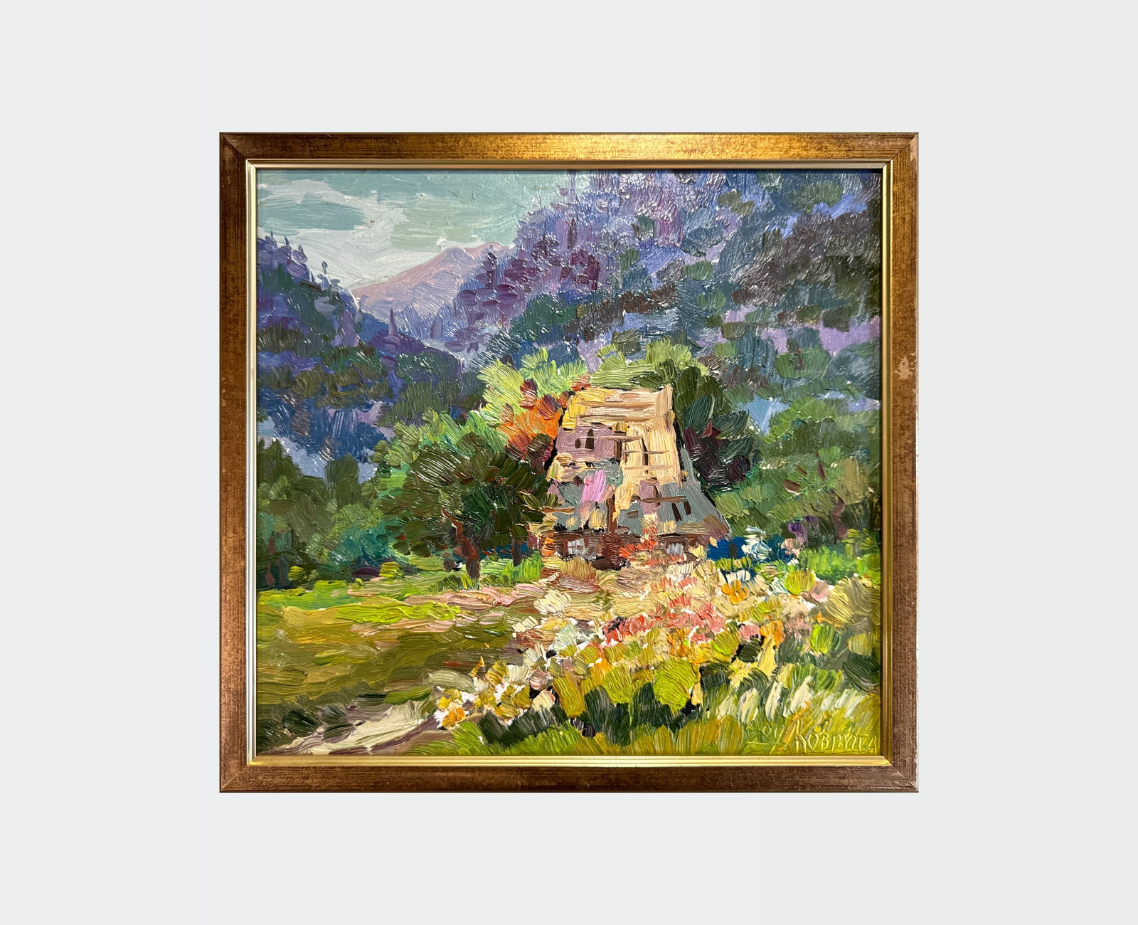 Oil painting with frame An old house K. Leonid - 2
