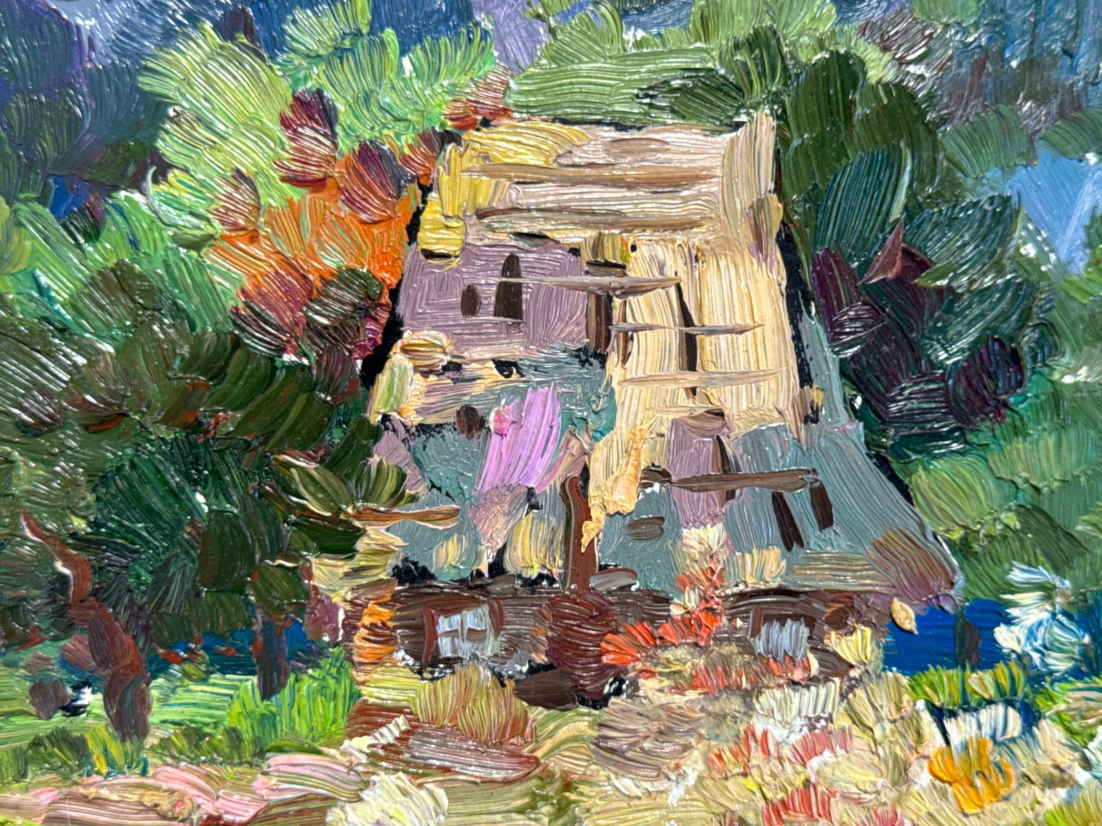 Oil painting with frame An old house K. Leonid - 7
