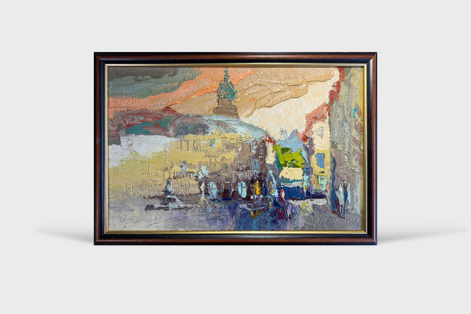 Oil painting with frame Lviv market square K. Leonid - 10