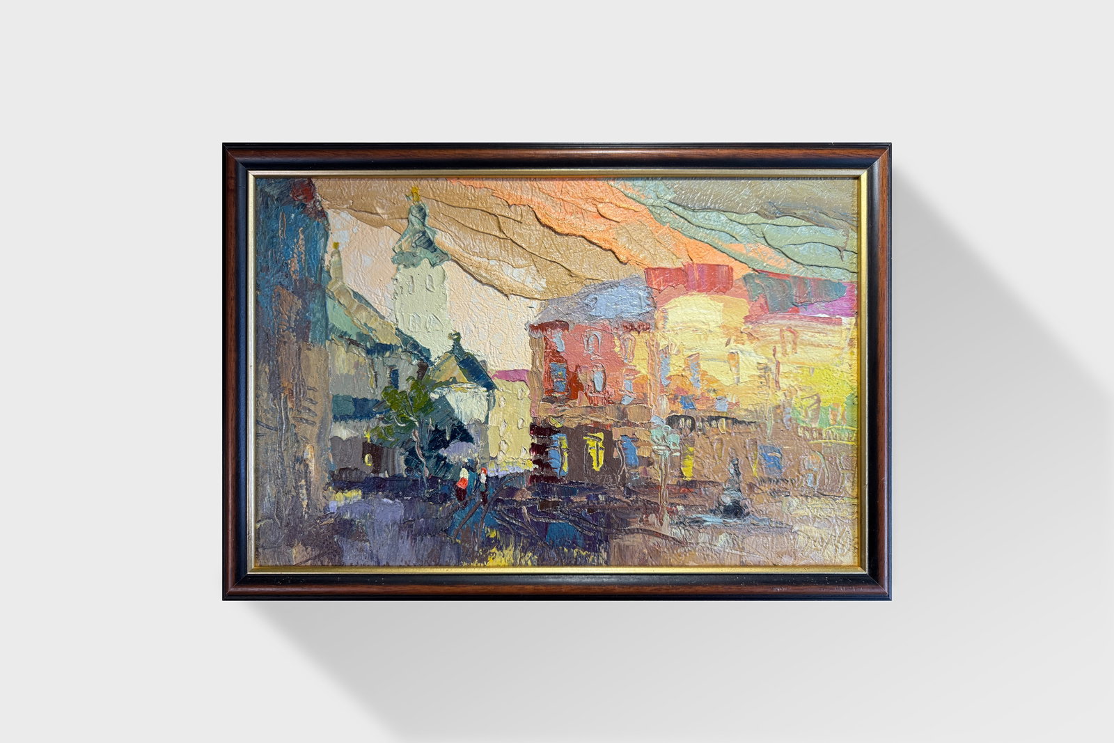 Oil painting with frame Lviv market square K. Leonid - 11
