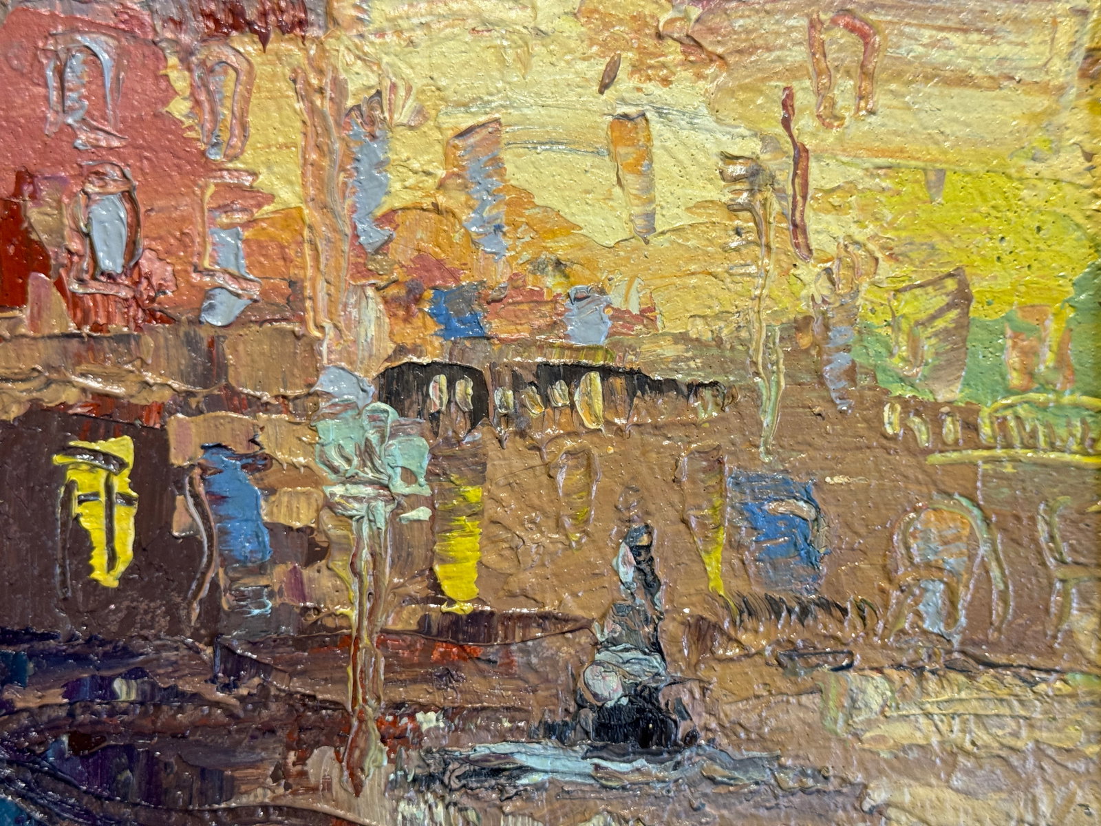 Oil painting with frame Lviv market square K. Leonid - 5