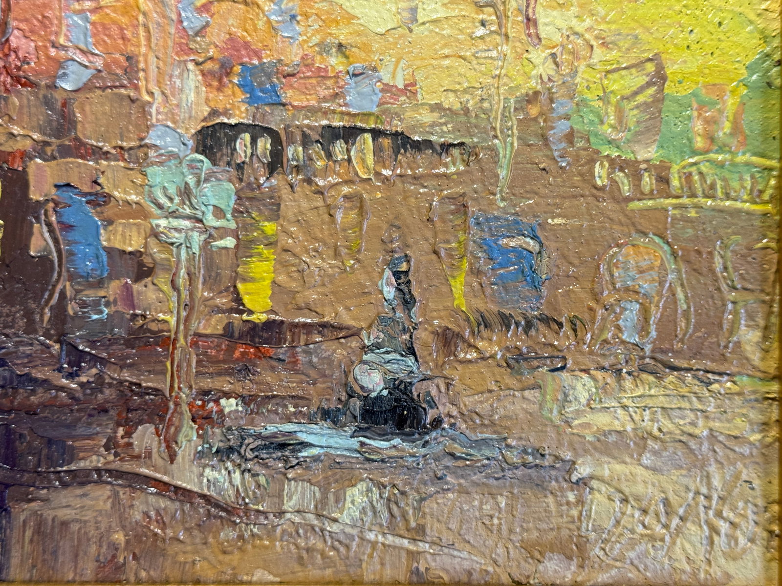 Oil painting with frame Lviv market square K. Leonid - 6