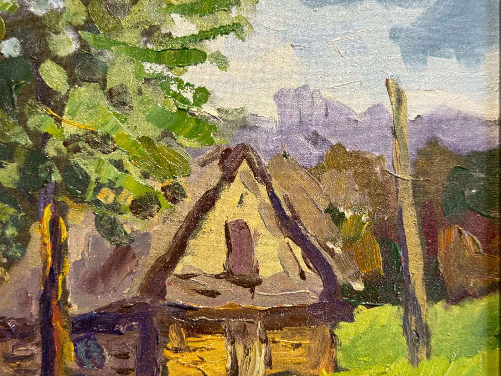 Oil painting with frame old house in the Carpathians K. Leonid - 4