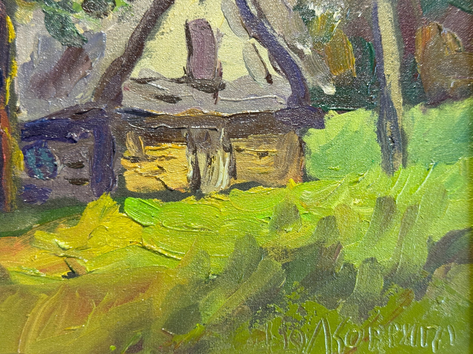 Oil painting with frame old house in the Carpathians K. Leonid - 5
