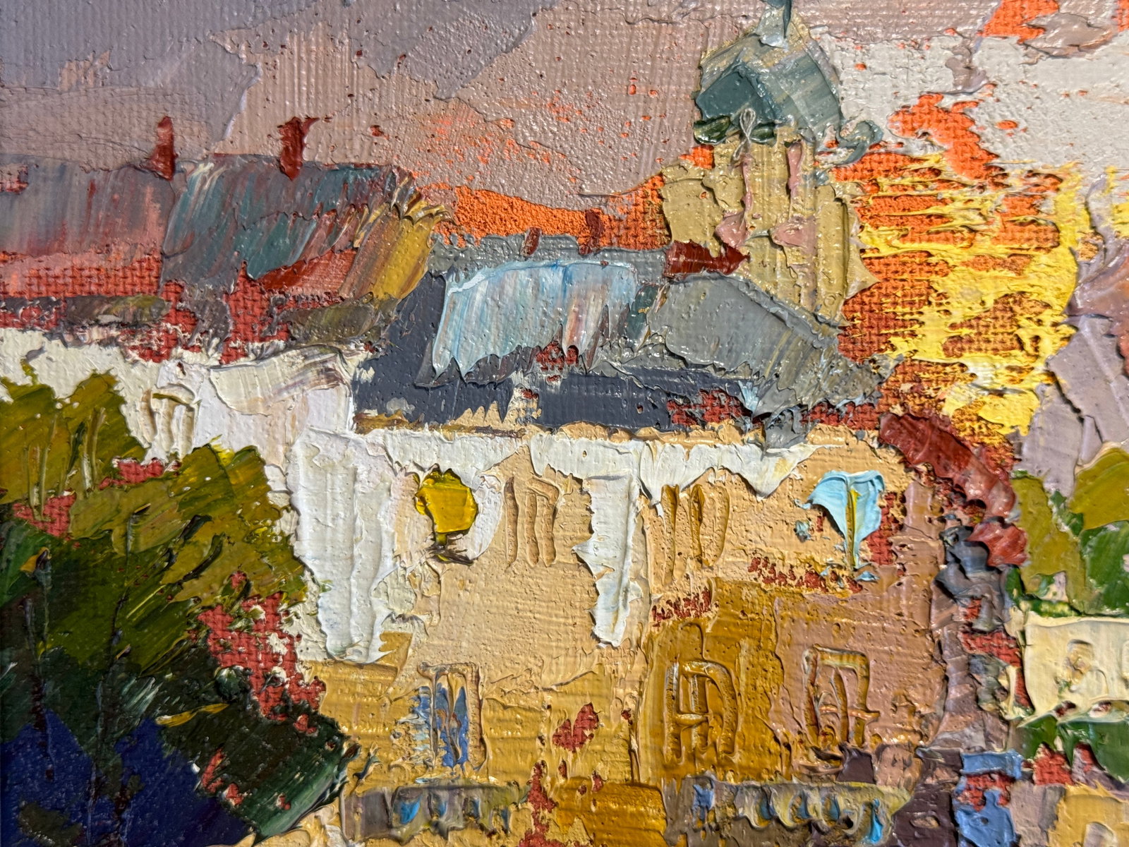 Oil painting with frame Lviv market square K. Leonid - 4