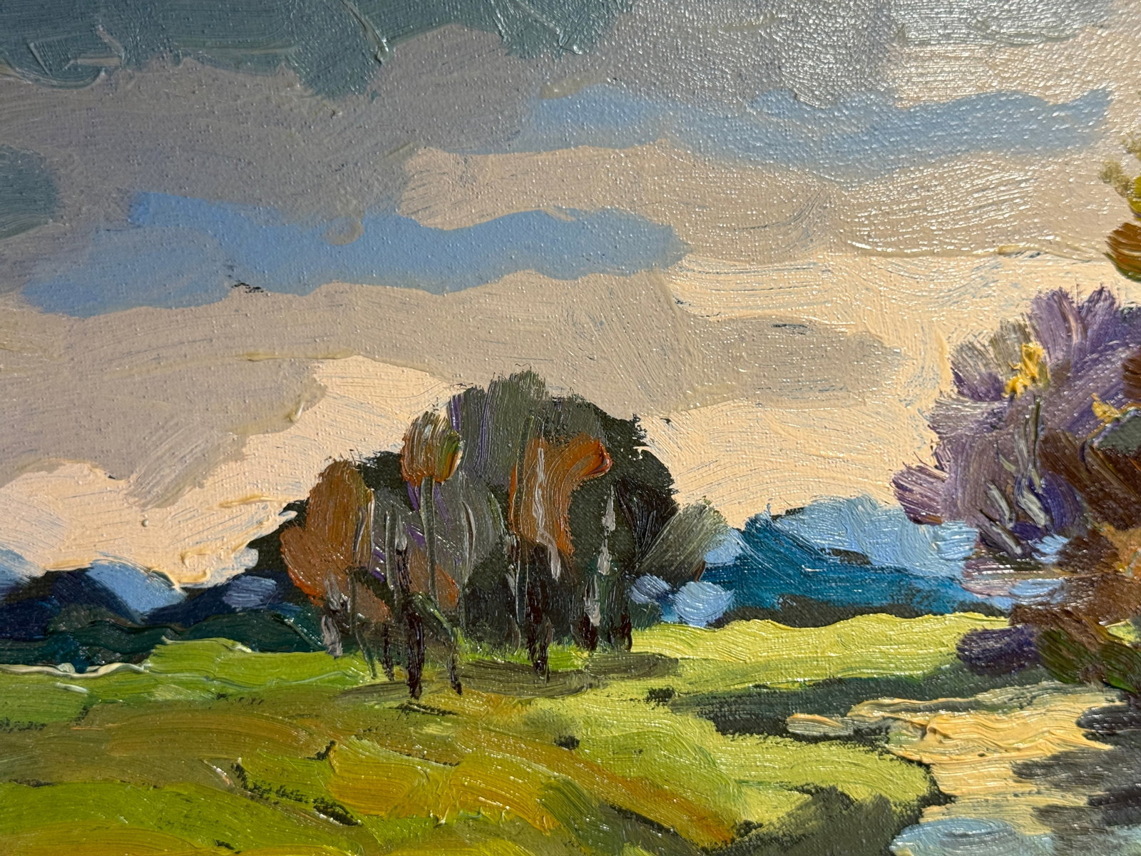Oil painting with frame evening on the river K. Leonid - 2