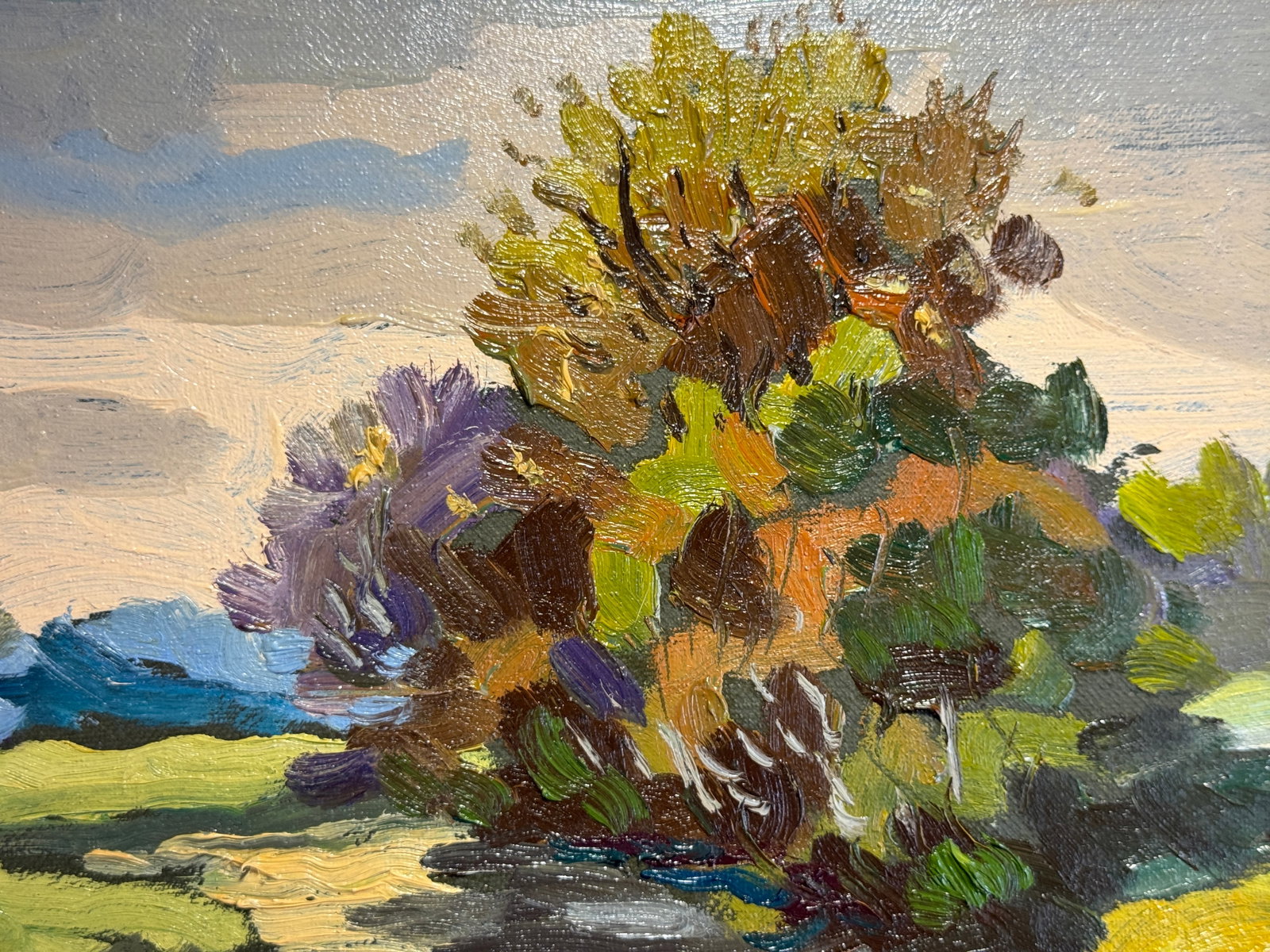 Oil painting with frame evening on the river K. Leonid - 3