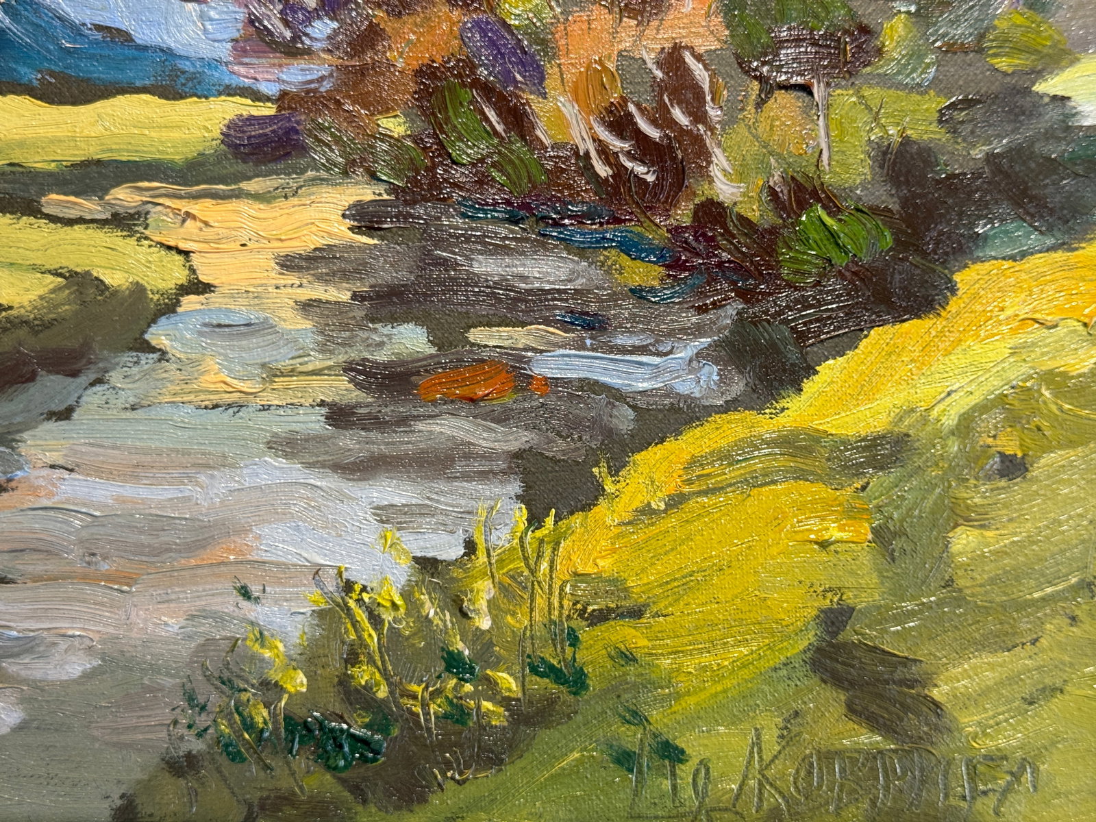 Oil painting with frame evening on the river K. Leonid - 4