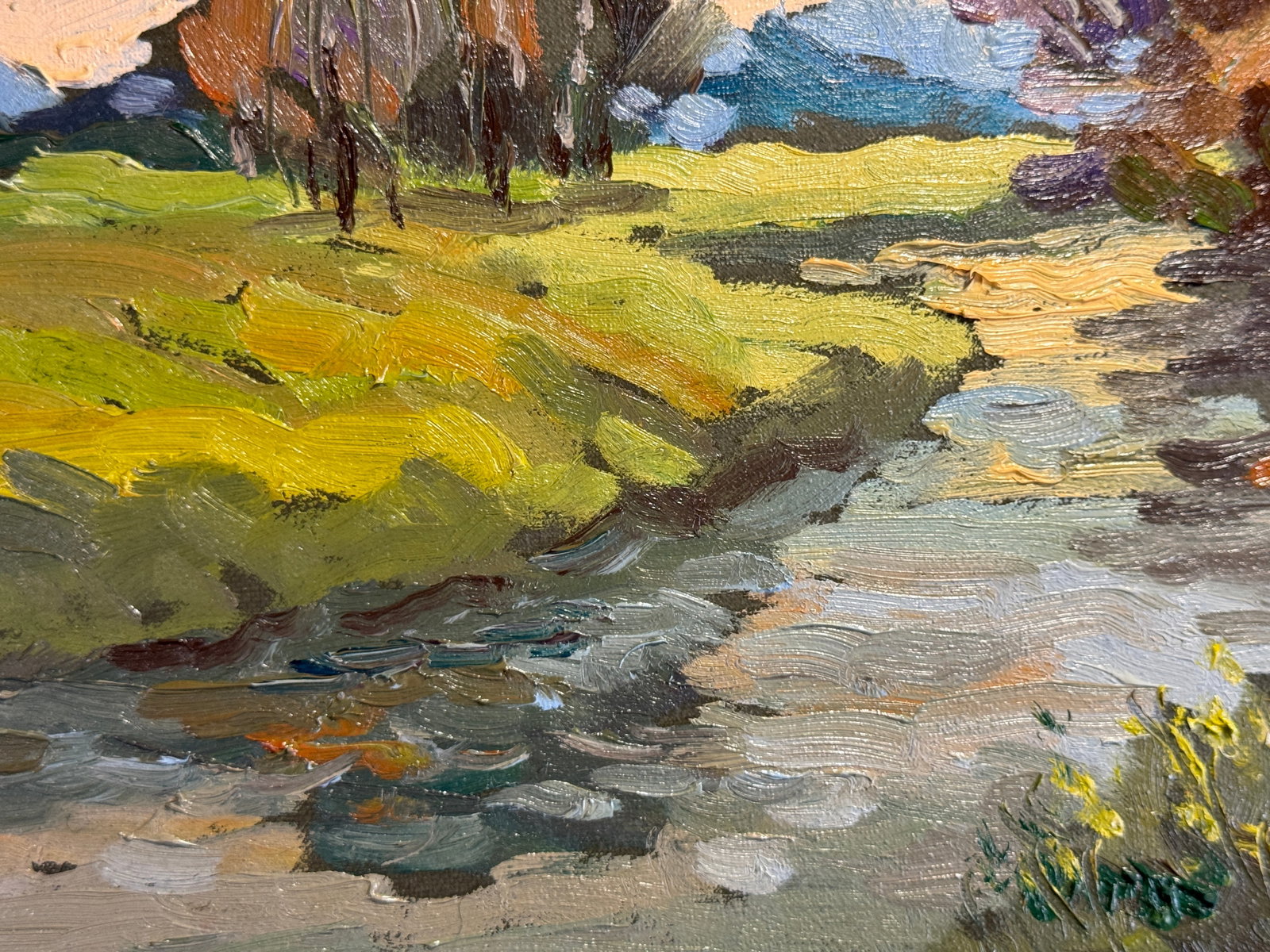 Oil painting with frame evening on the river K. Leonid - 5