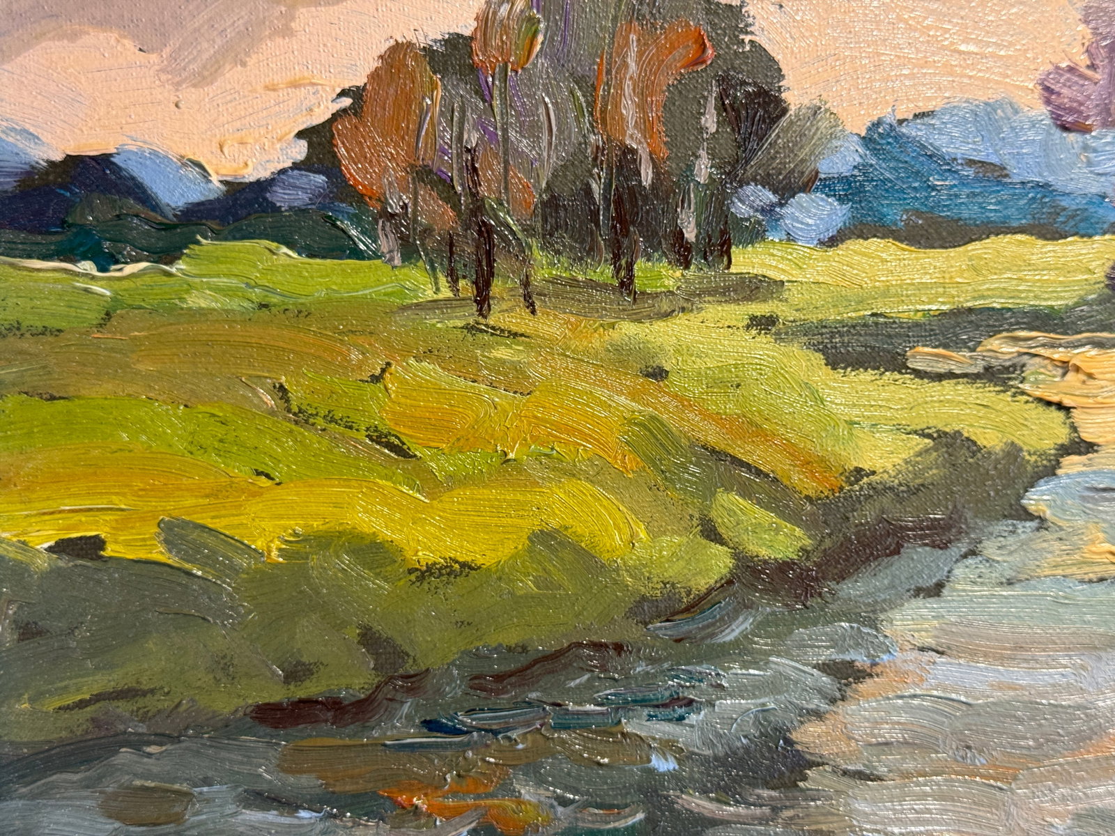 Oil painting with frame evening on the river K. Leonid - 6